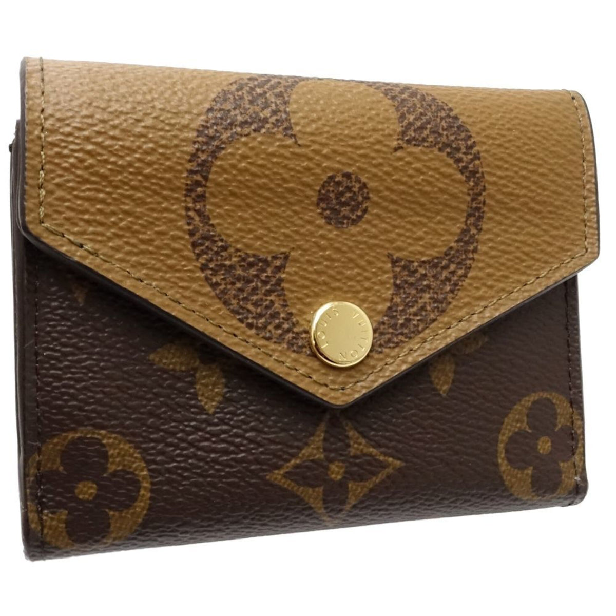 Louis Vuitton Monogram Beige Brown Monogram Wallet (Tri-Fold) (Pre-Owned)