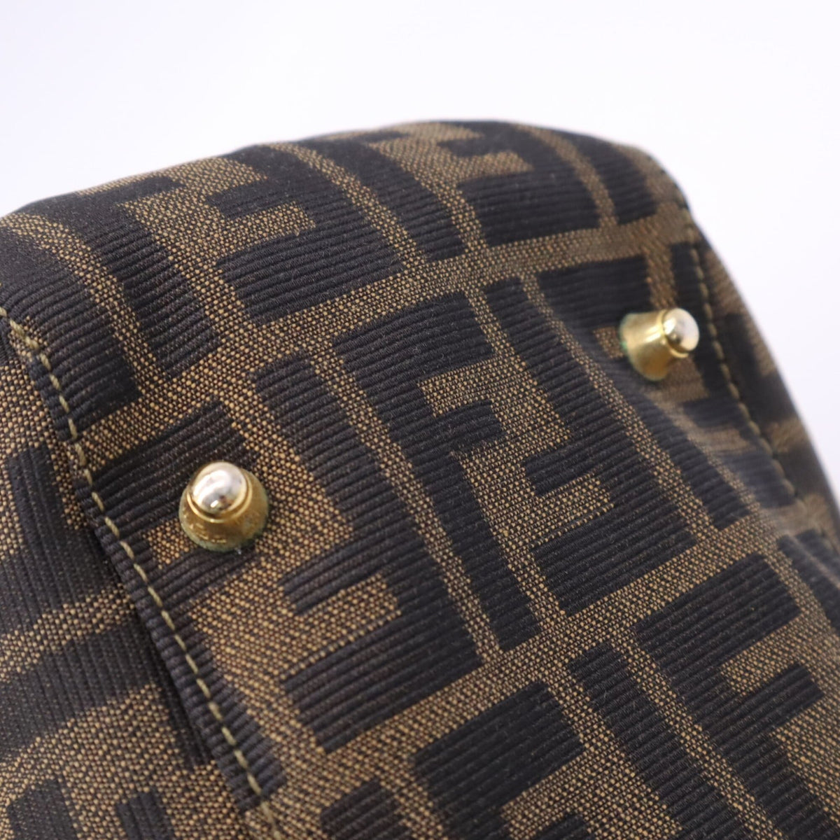 Fendi Zucca Brown Canvas Leather Handbag Tote Bag (Pre-Owned)