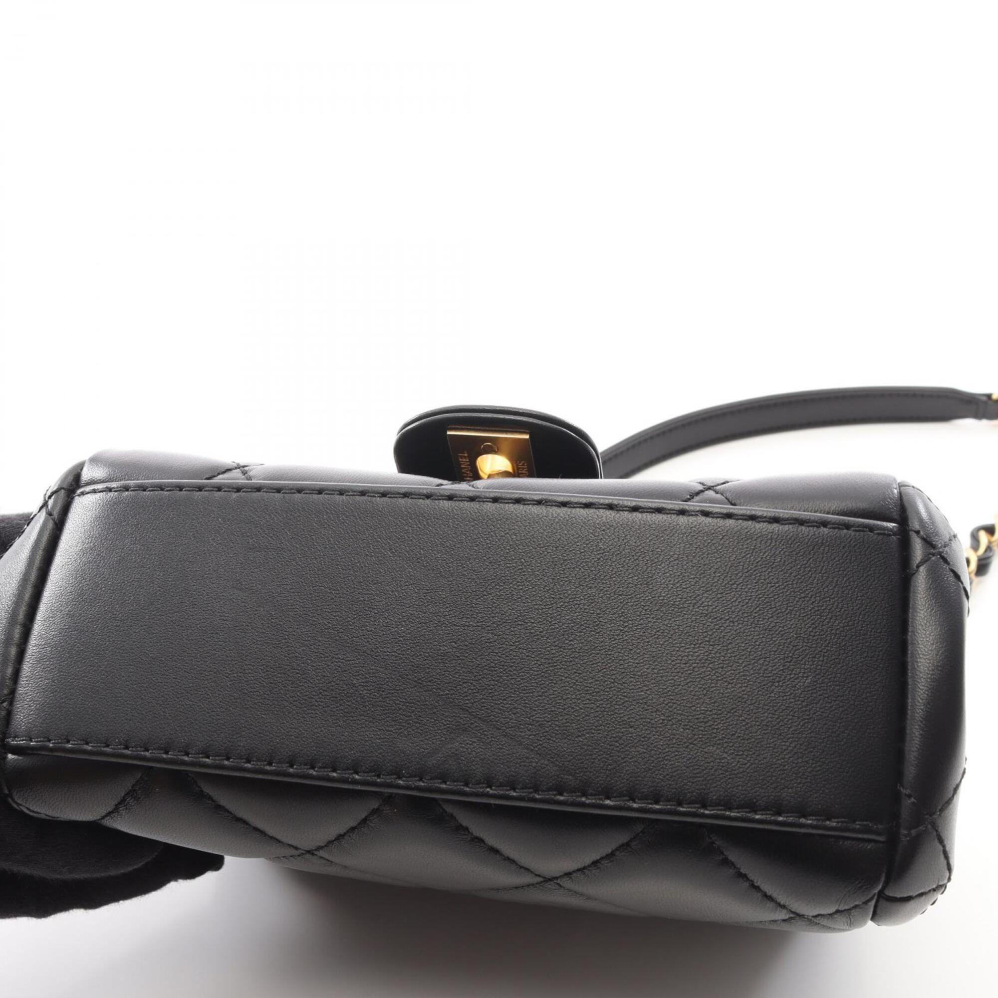 Chanel Black Leather Handbag Shoulder Bag (Pre-Owned)