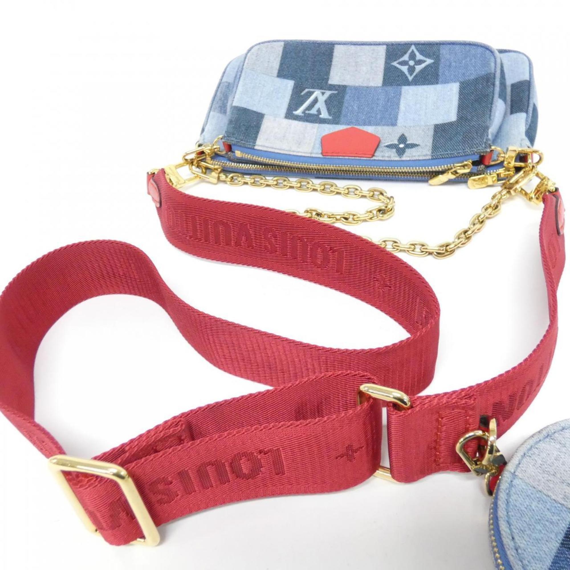 Louis Vuitton Monogram Denim Rouge Canvas Pochette Shoulder Bag (Pre-Owned)