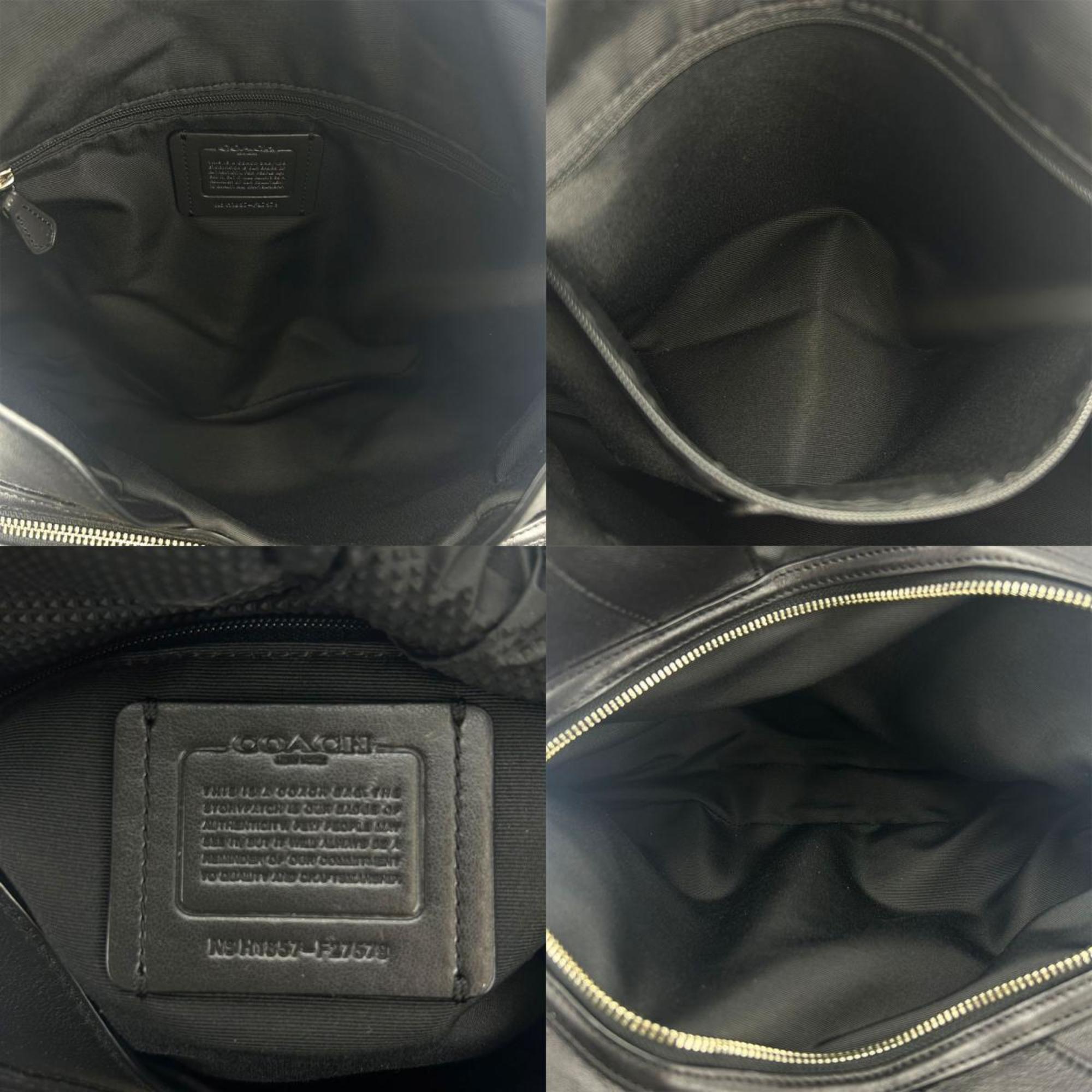 Coach Black Canvas Leather Tote Bag (Pre-Owned)