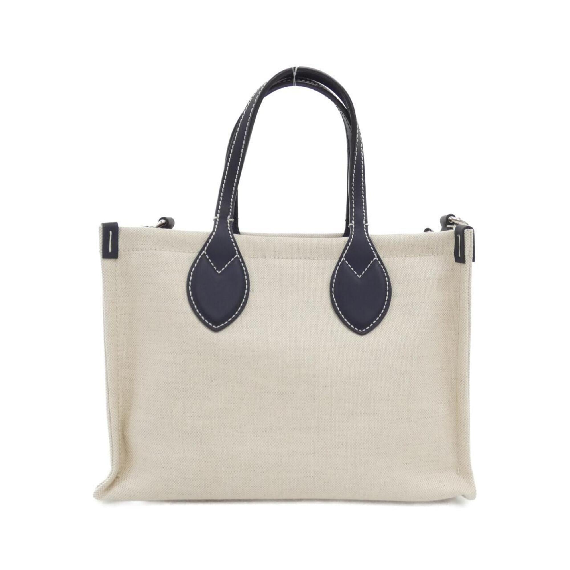 Gucci Beige Dark Blue Cotton Leather Handbag Pouch (Pre-Owned)