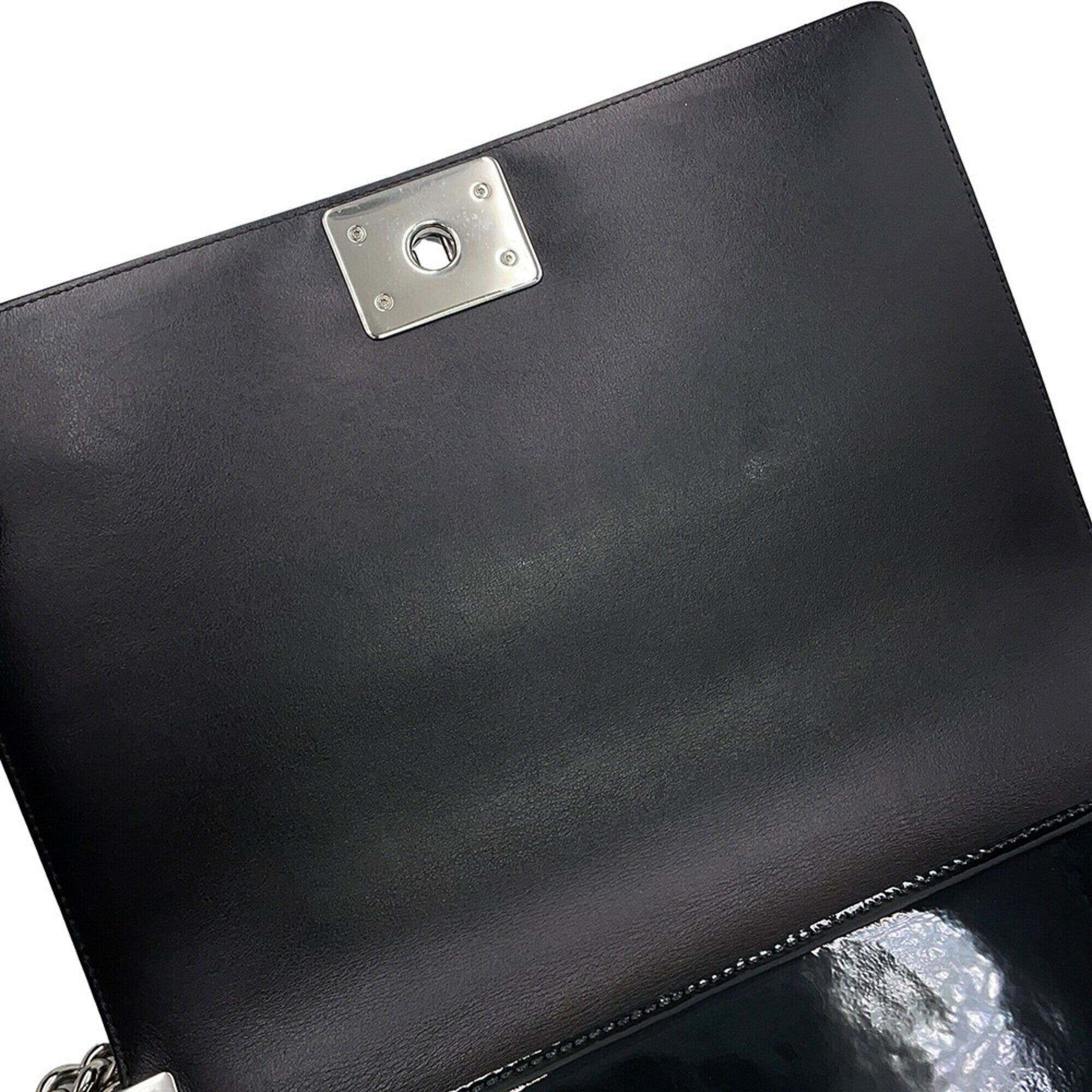 Chanel Matelasse Black Patent Leather Handbag Shoulder Bag (Pre-Owned)