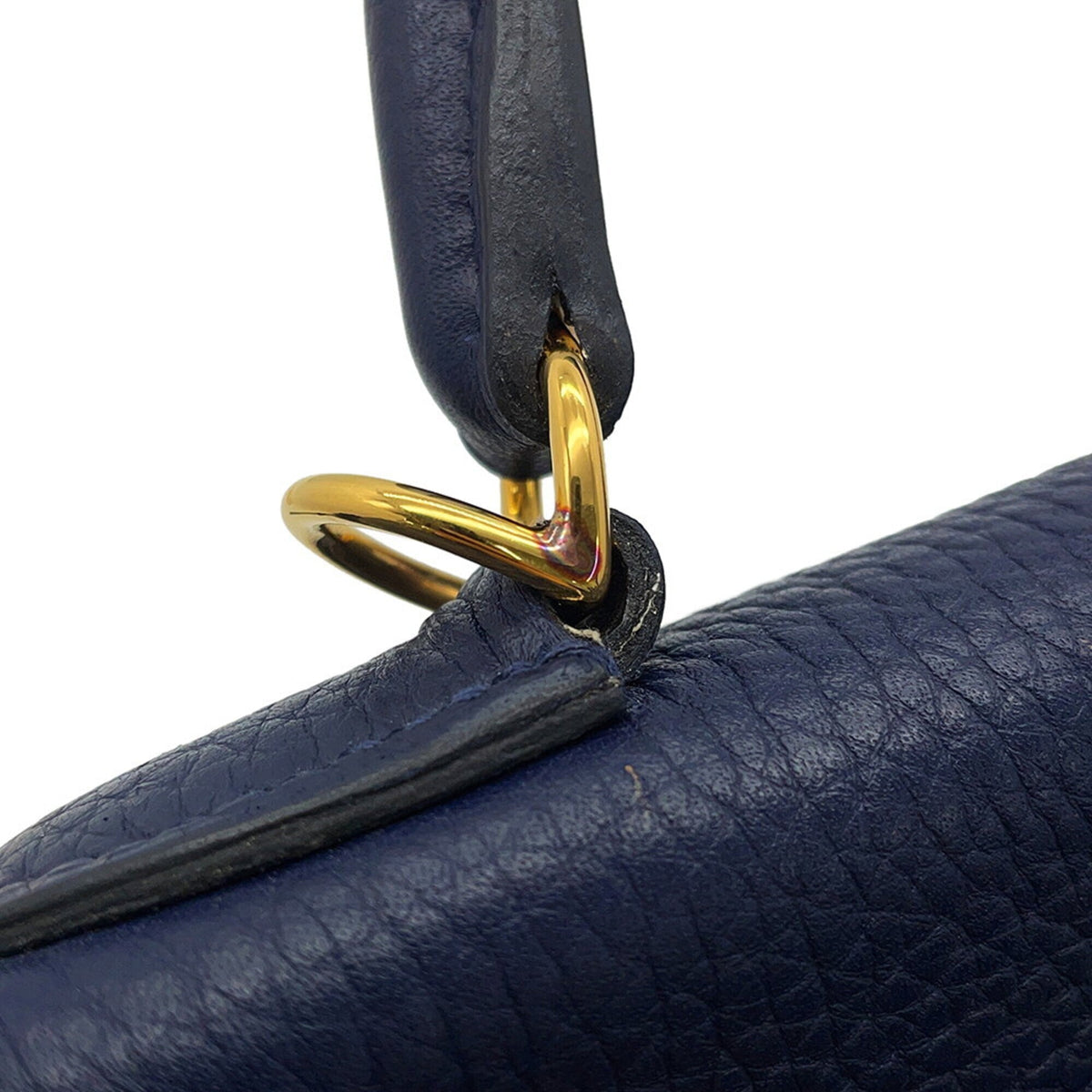 Hermes Kelly Blue Nuit Taurillon Clemence Leather Handbag (Pre-Owned)