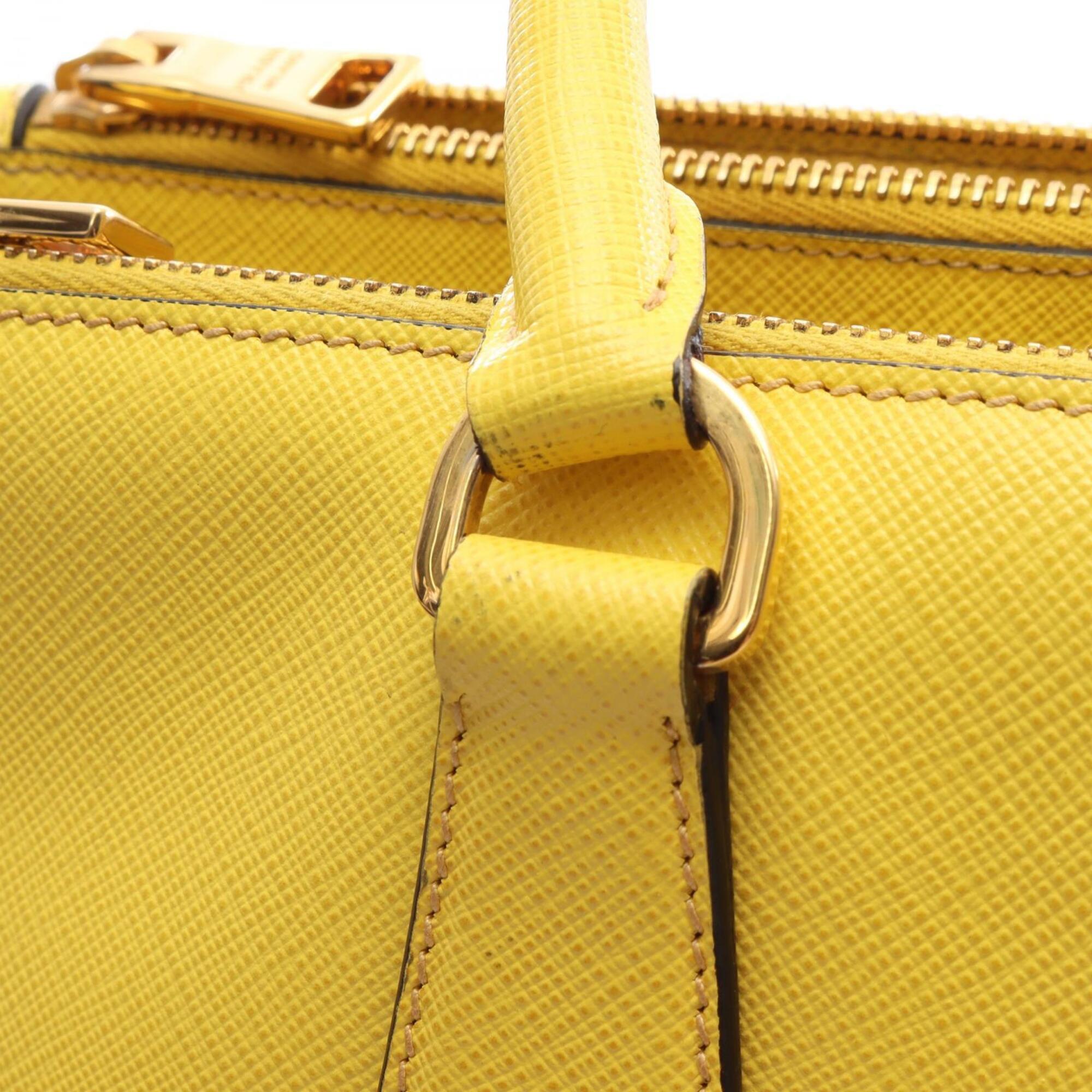 Prada Saffiano Yellow Leather Handbag Tote Bag (Pre-Owned)