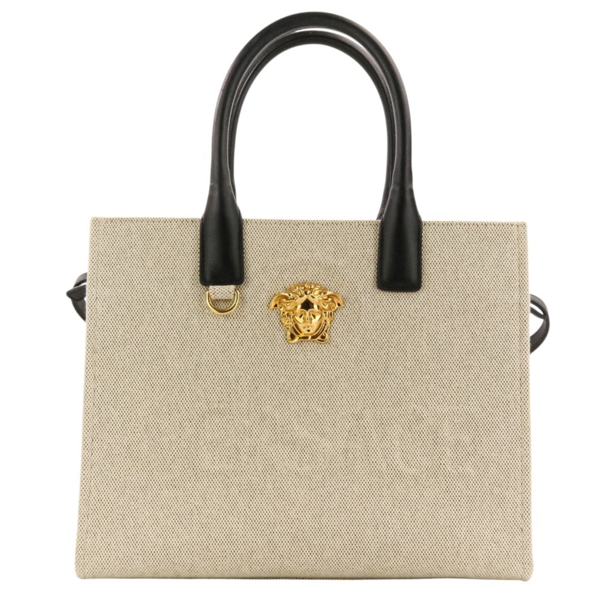 Versace Black Cotton Handbag Tote Bag (Pre-Owned)