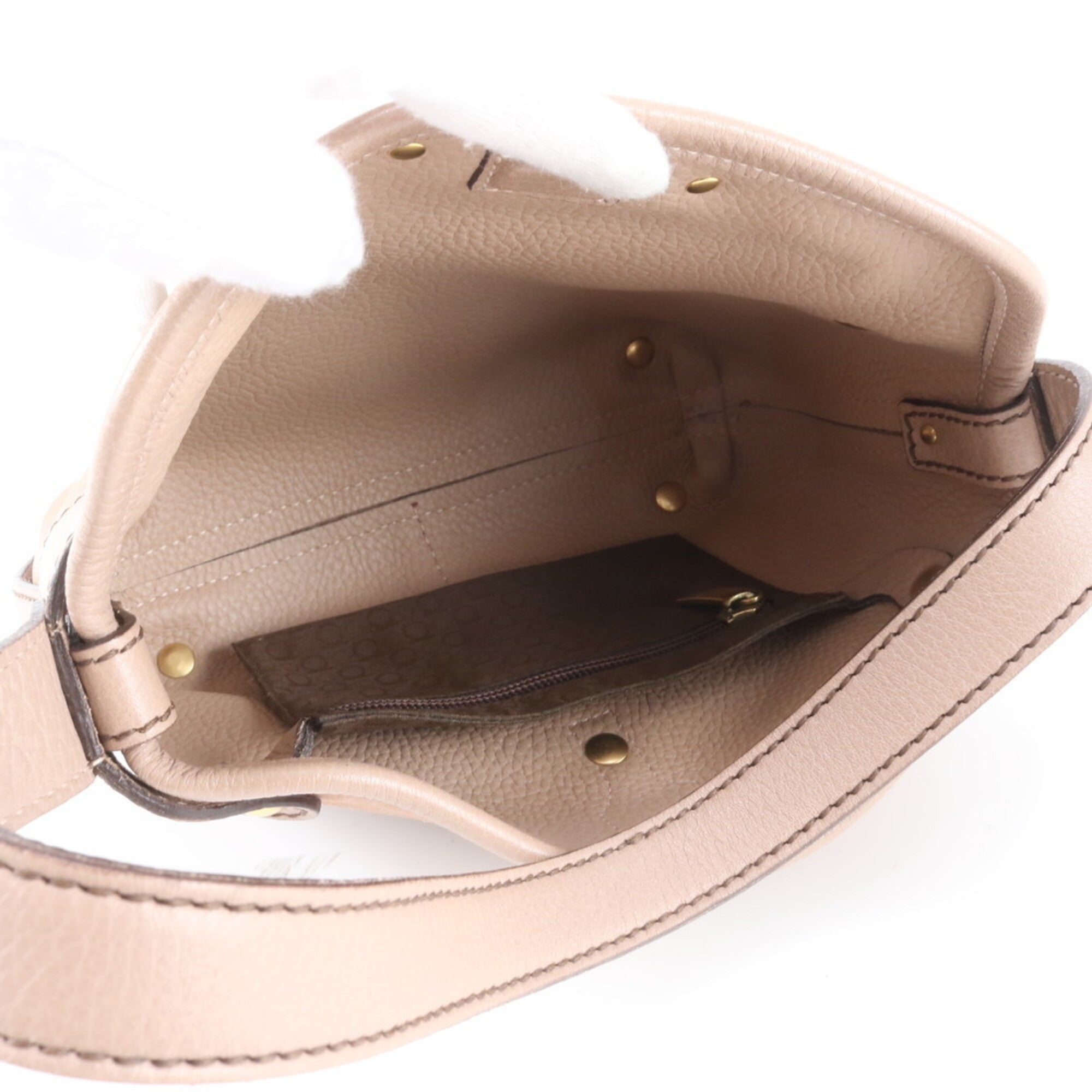 Salvatore Ferragamo Pink Beige Leather Handbag Shoulder Bag (Pre-Owned)