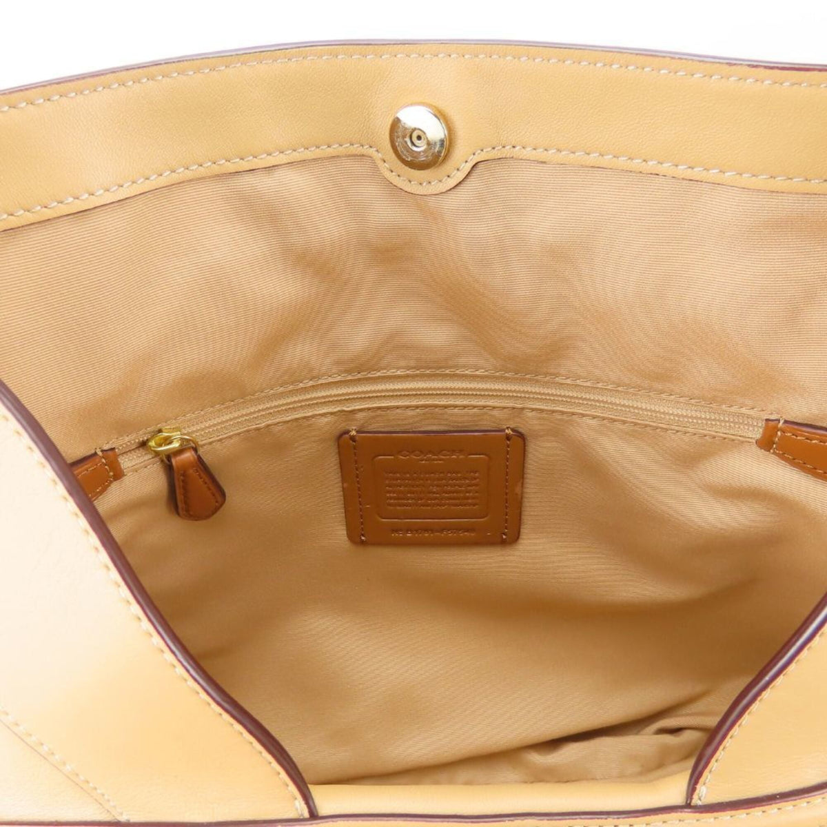 Coach Beige Ivory Canvas Leather Tote Bag (Pre-Owned)