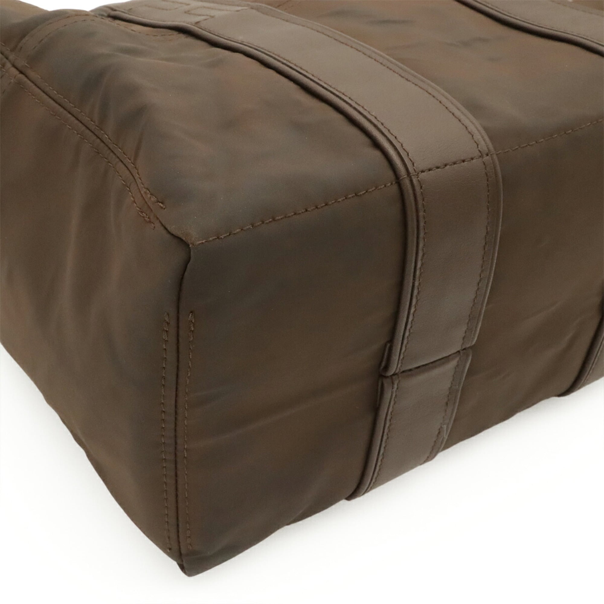 Hermes Dark Brown Nylon Handbag Tote Bag (Pre-Owned)