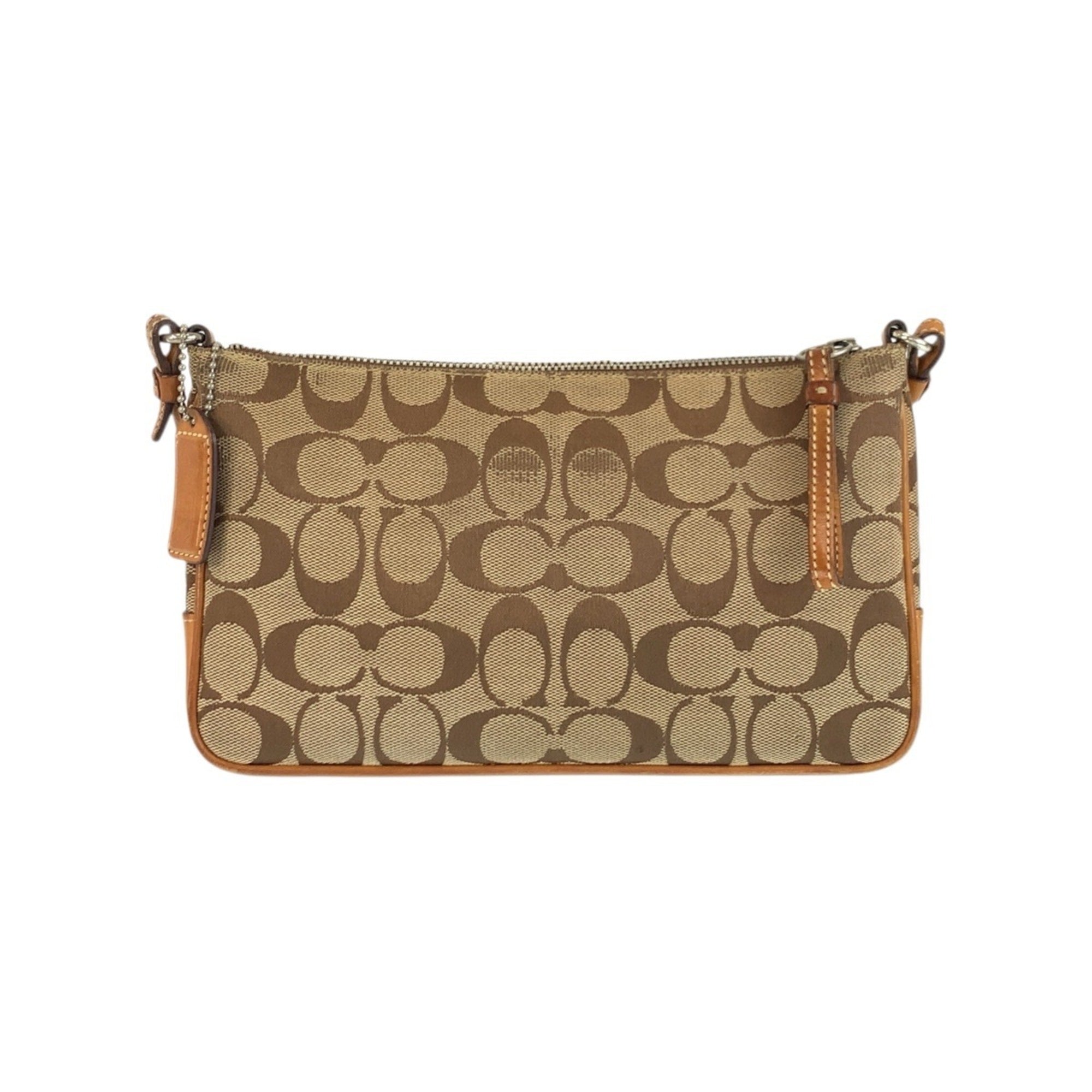 Coach Beige Camel Canvas Leather Shoulder Bag (Pre-Owned)