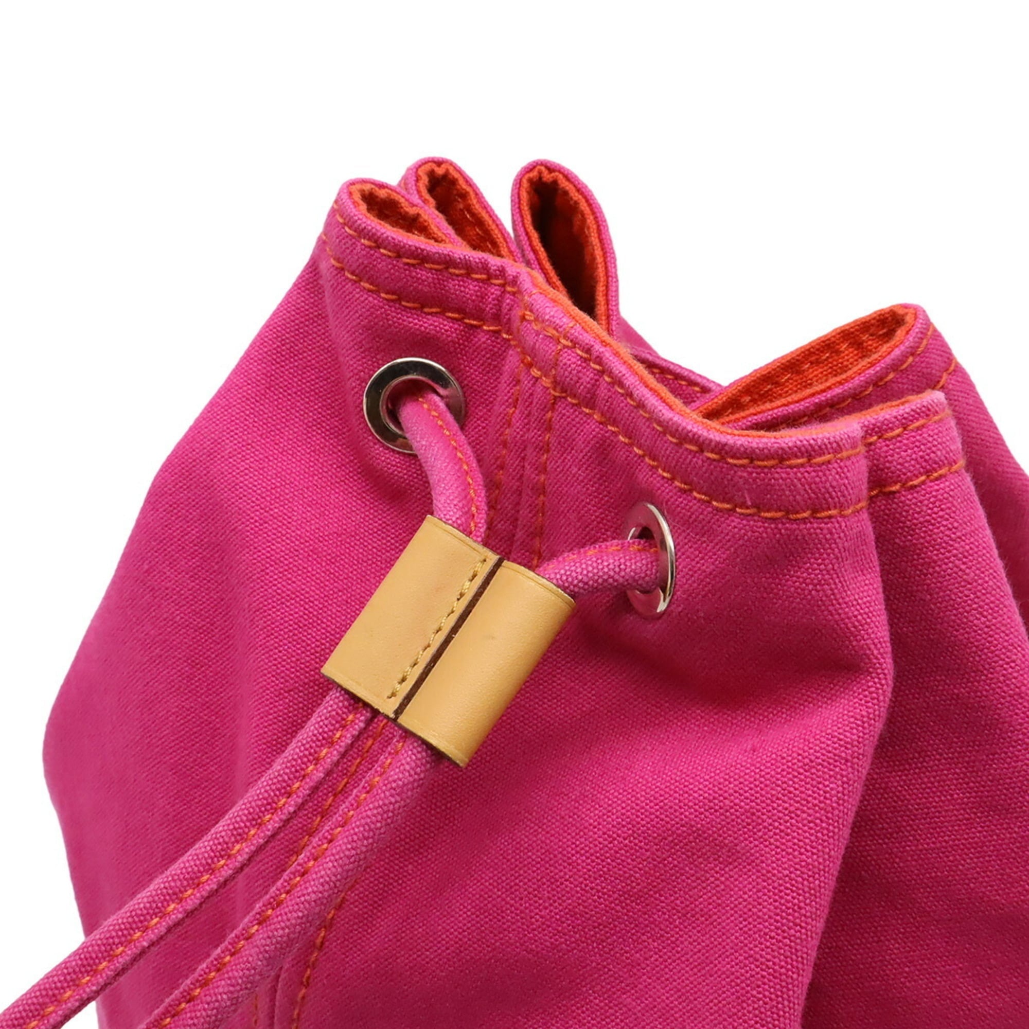 Hermes Pink Red Color Canvas Shoulder Bag (Pre-Owned)