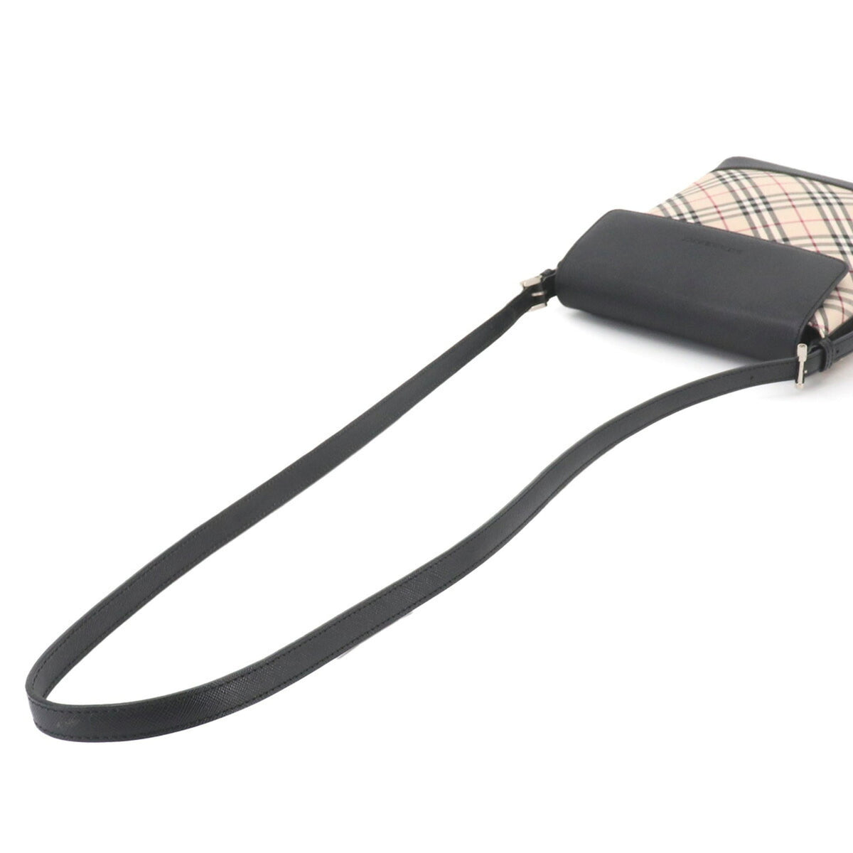 Burberry Beige Black Canvas Leather Handbag Shoulder Bag (Pre-Owned)