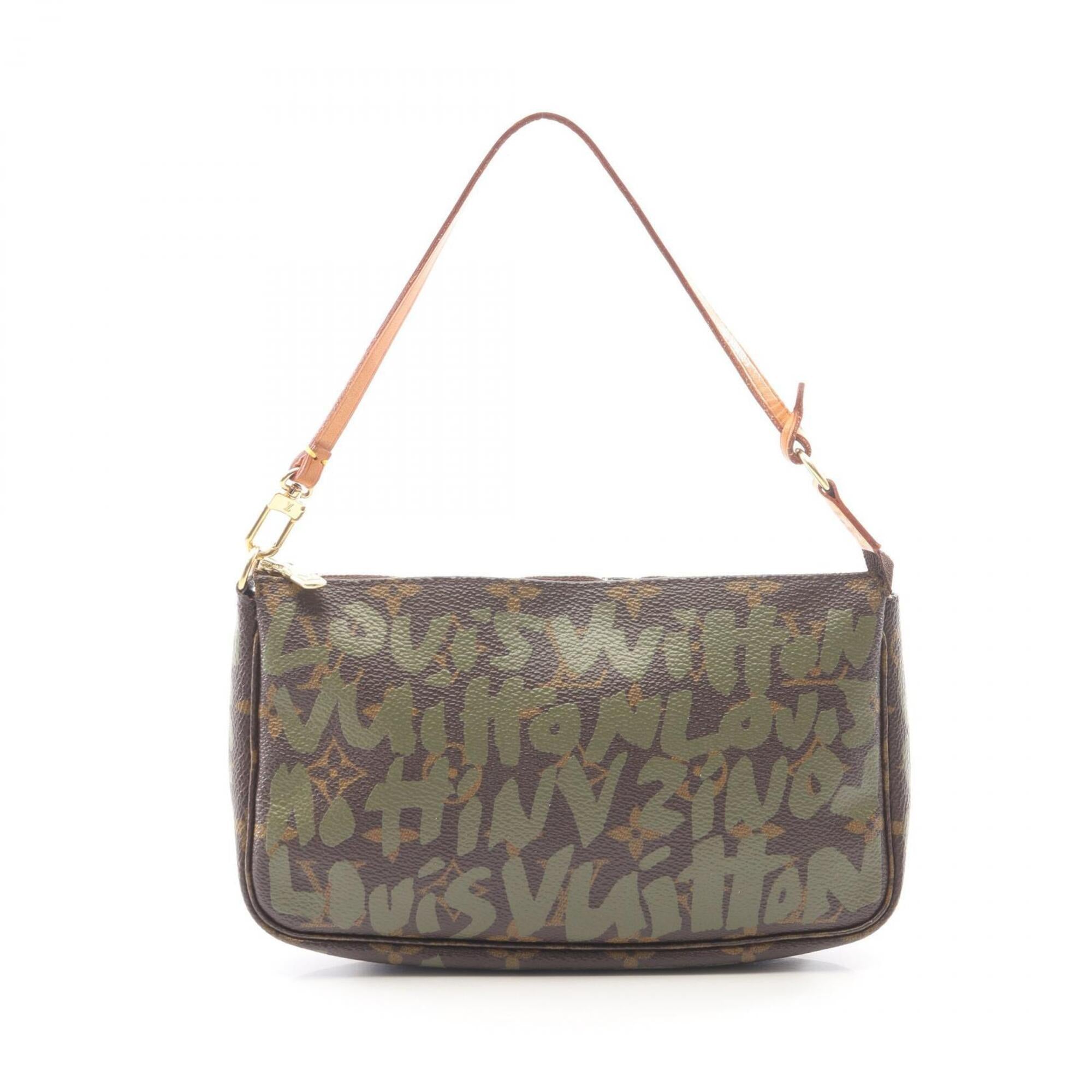 Louis Vuitton Brown Khaki Coated Canvas Leather Handbag Pochette (Pre-Owned)