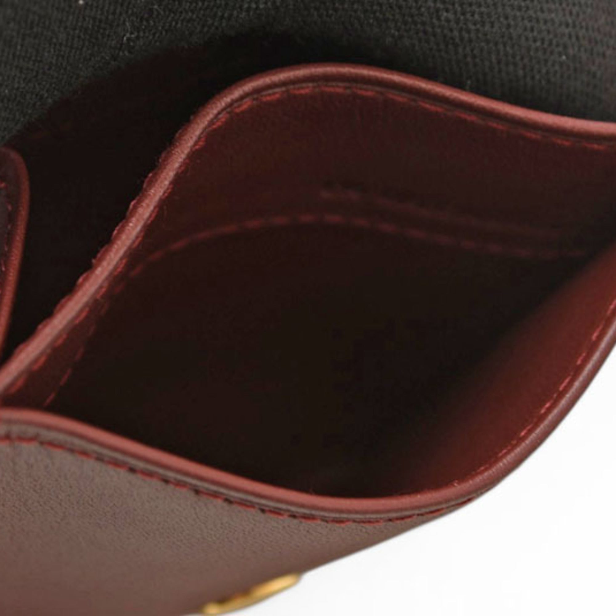 Cartier Bordeaux Leather Coin Purse/Coin Case (Pre-Owned)