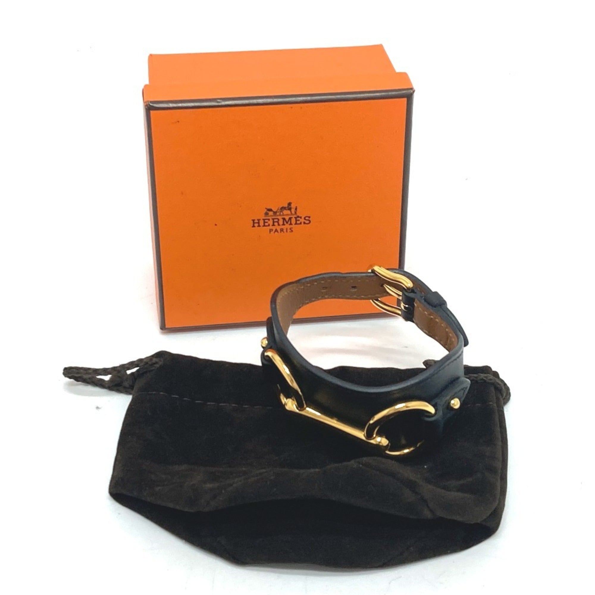 Hermes Black Swift Leather Bangle (Pre-Owned)