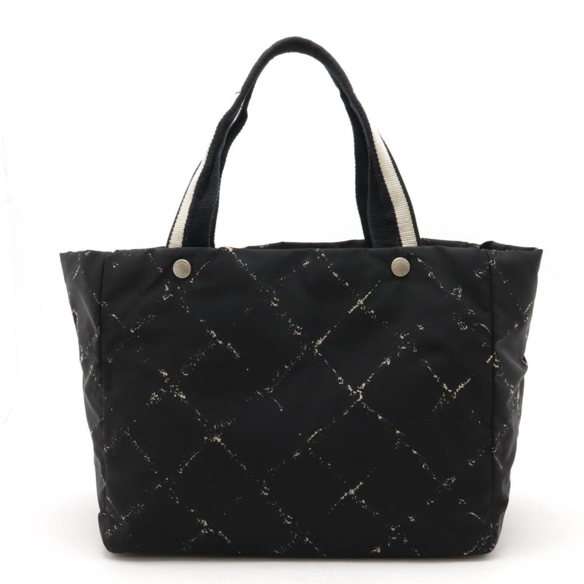 Chanel Black Red Color Nylon Shoulder Bag Tote Bag (Pre-Owned)