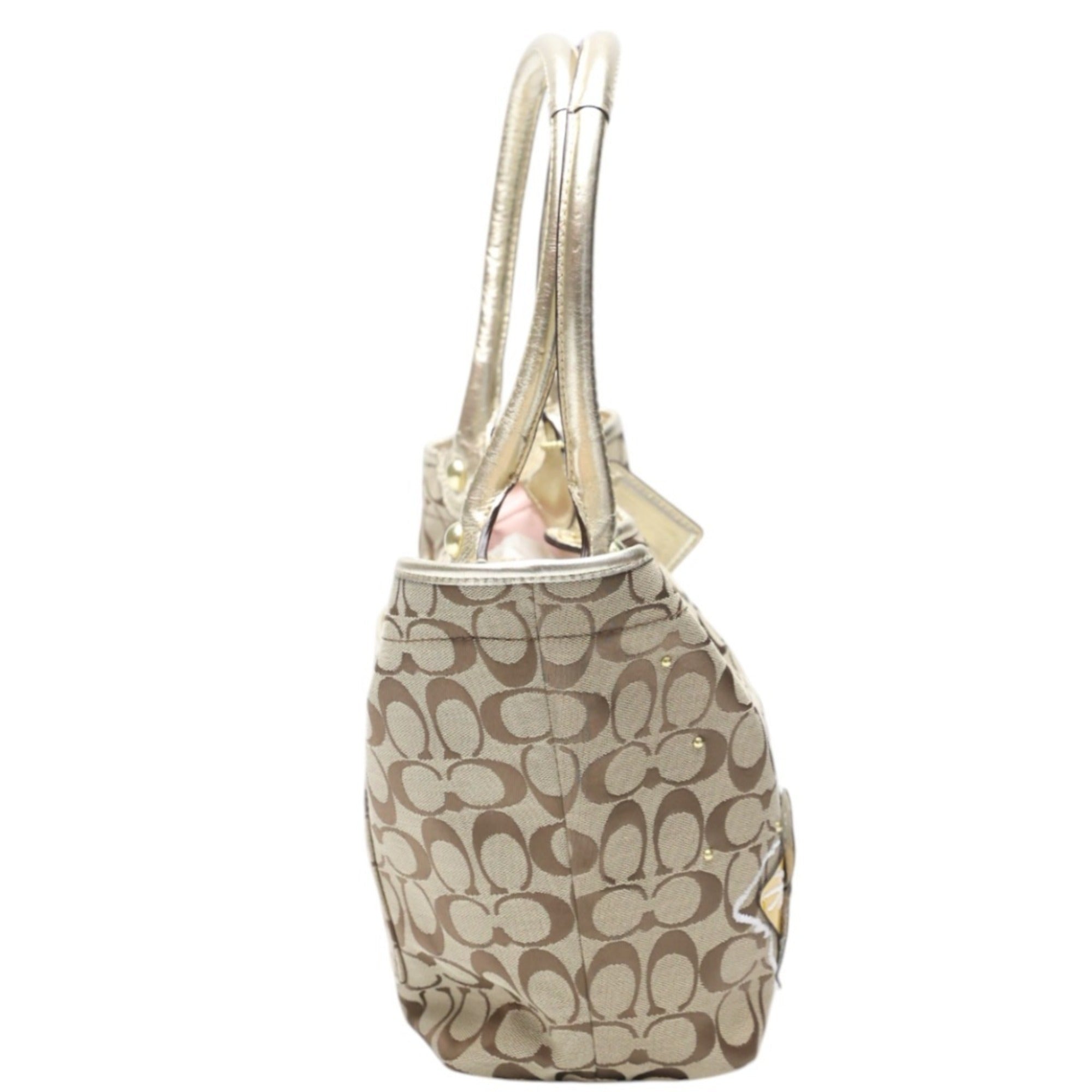 Coach Signature Khaki Signature Line Tote Bag (Pre-Owned)