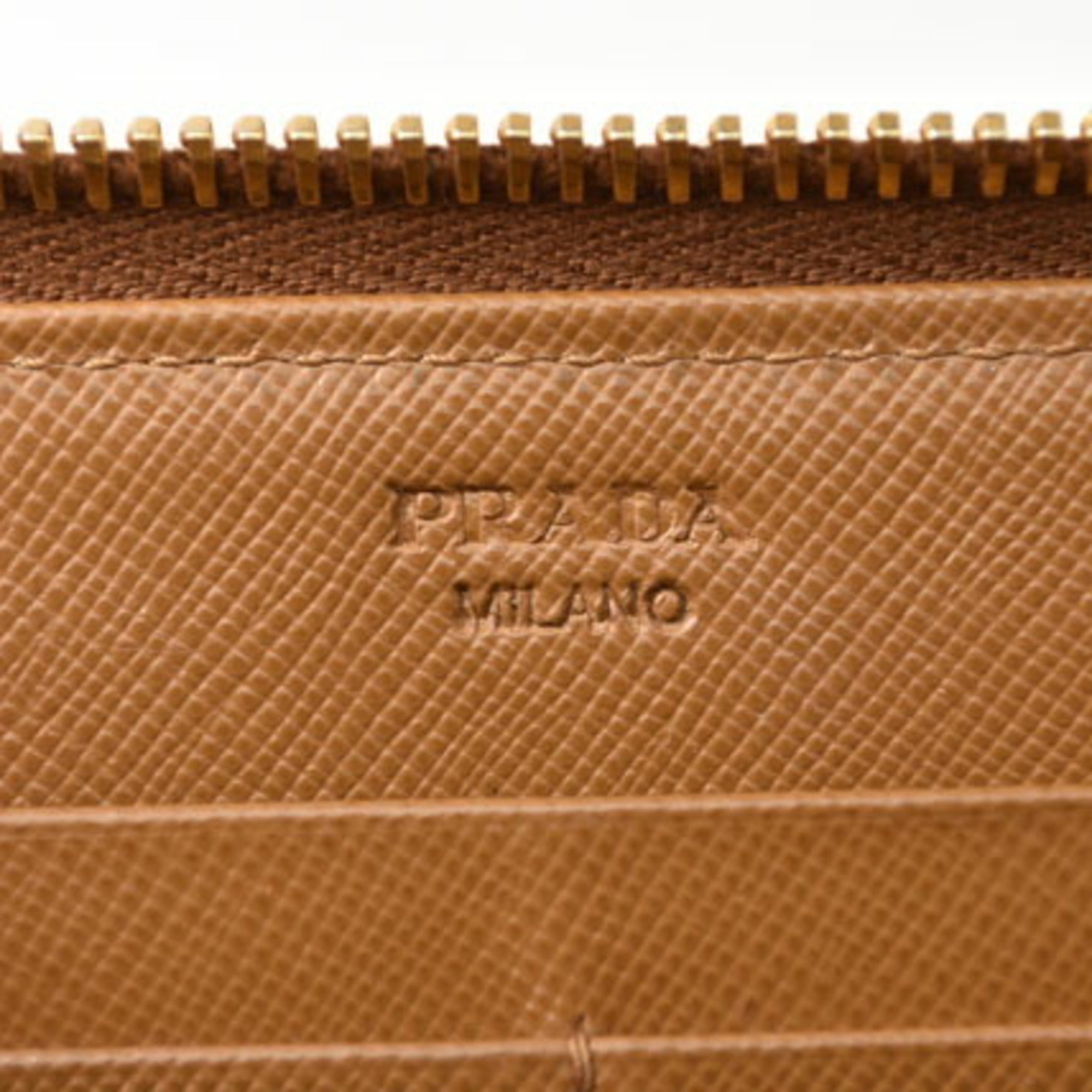 Prada Brown Saffiano Metal Wallet (Bi-Fold) (Pre-Owned)