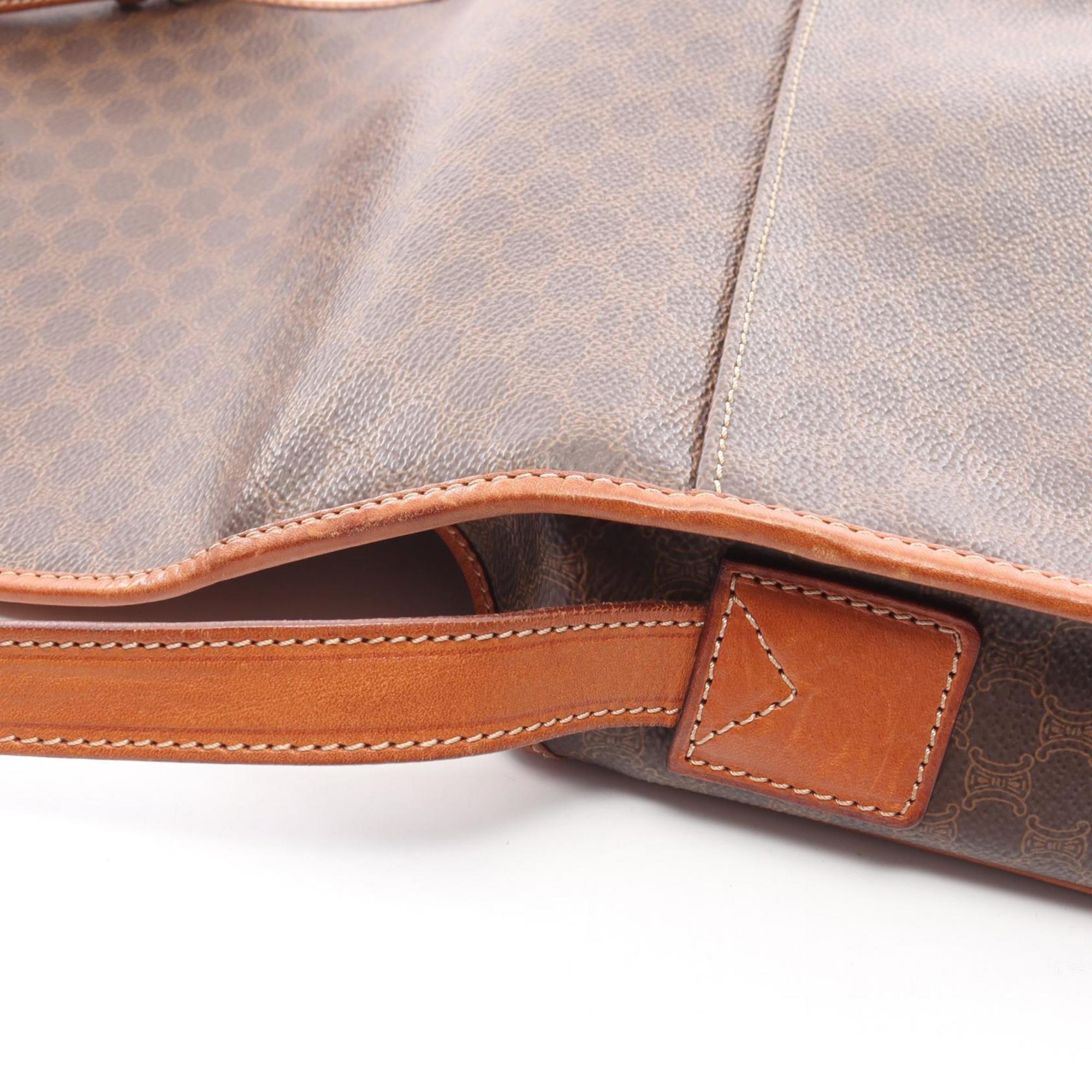 Celine Brown Coated Canvas Leather Shoulder Bag (Pre-Owned)