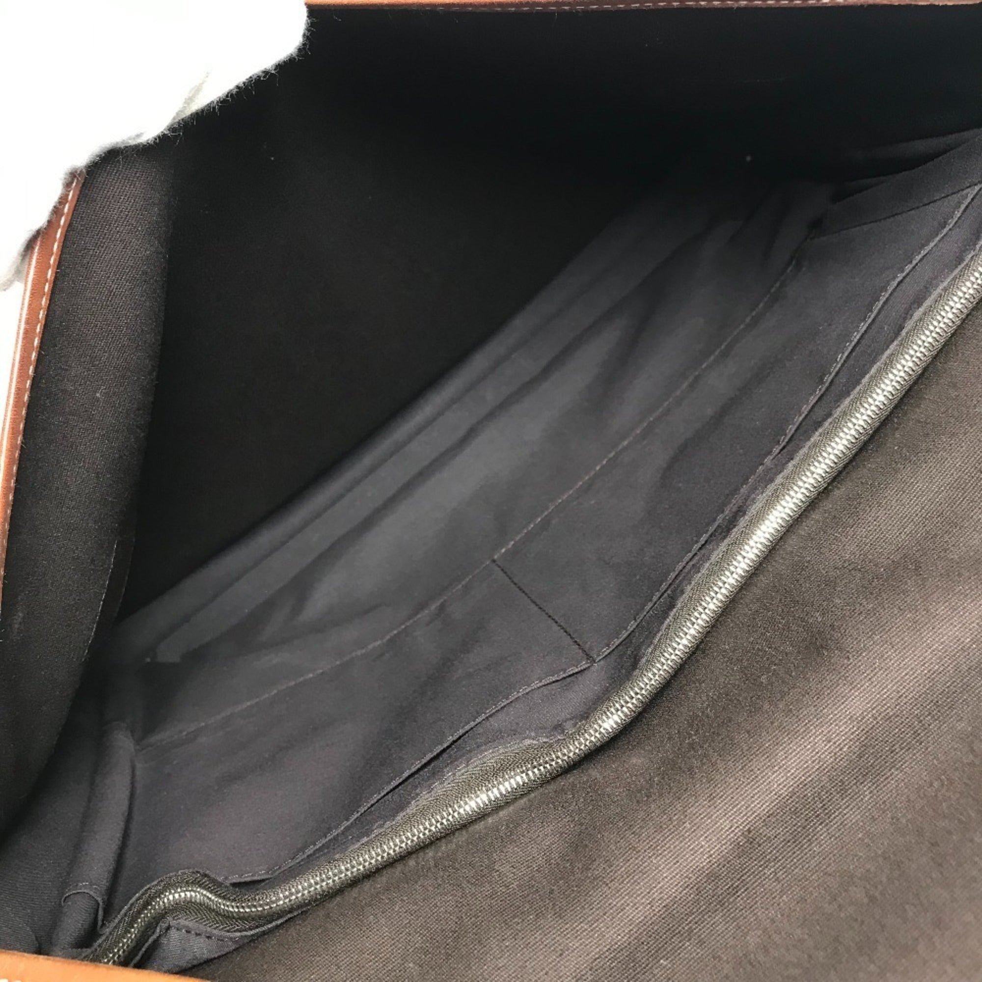 Hermes Buenaventura Brown Leather Canvas Briefcase Tote Bag (Pre-Owned)