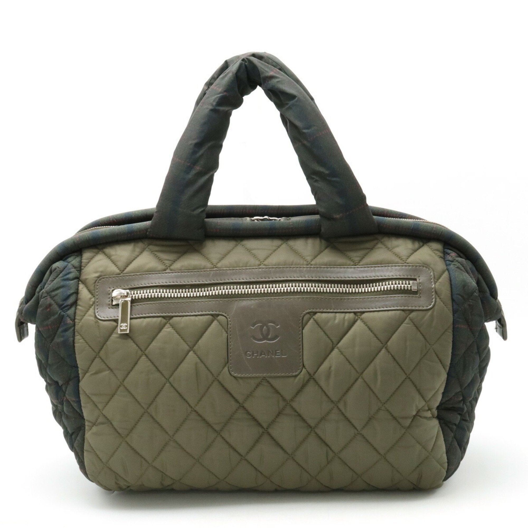 Chanel Coco Cocoon Green Khaki Multi-Color Nylon Leather Boston Bag Handbag Tote Bag (Pre-Owned)