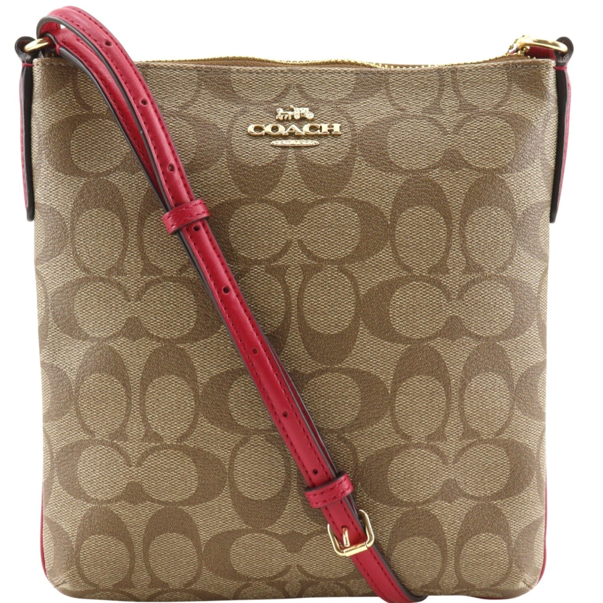 Coach Signature Brown Signature Line Shoulder Bag (Pre-Owned)