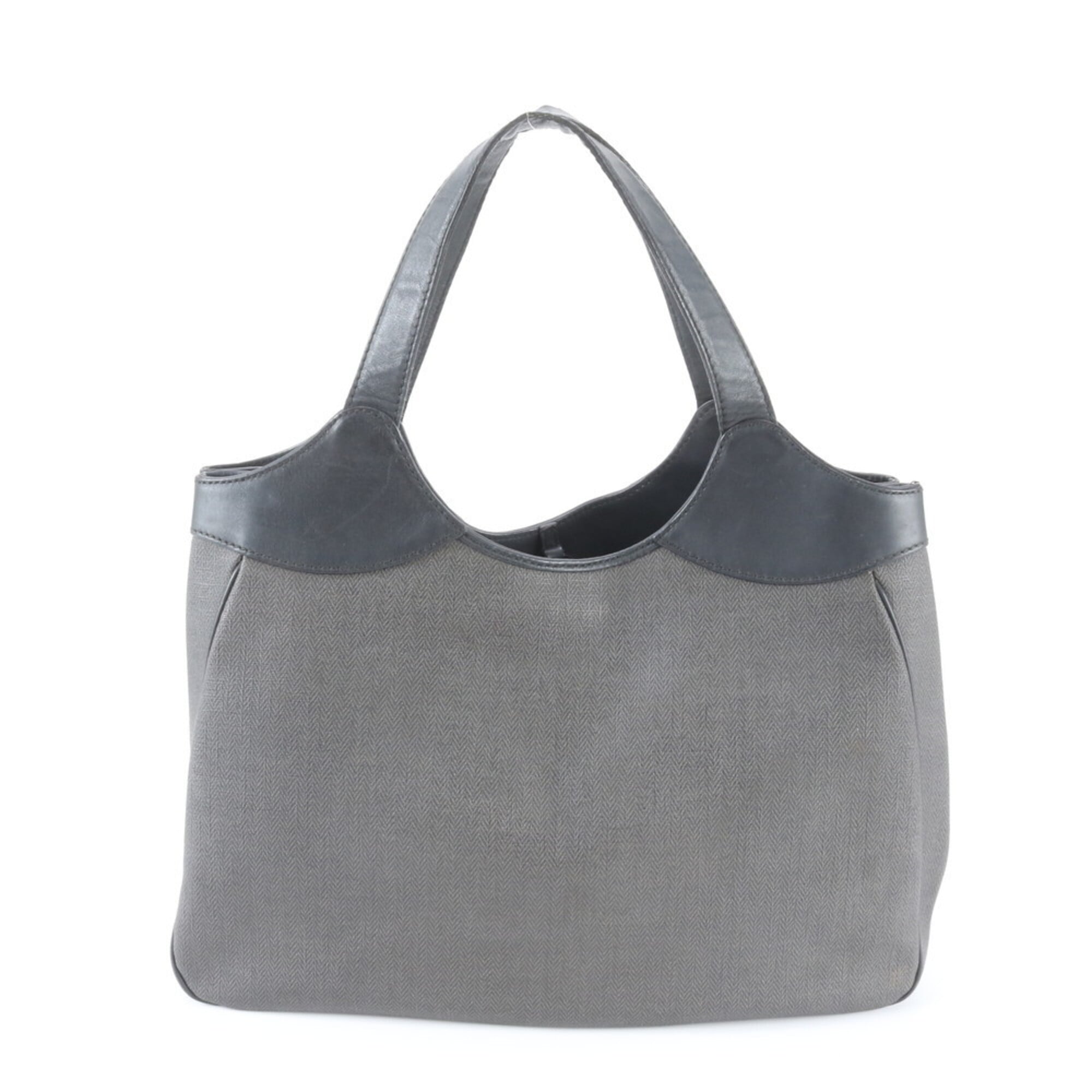 Bvlgari Black Dark Gray Leather Coated Canvas Handbag (Pre-Owned)