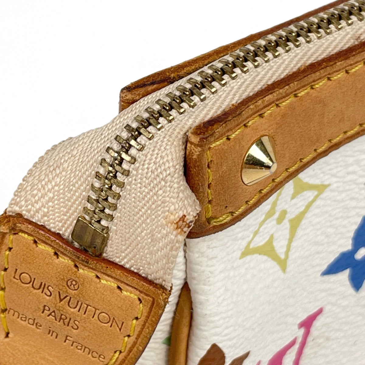Louis Vuitton Blanc White Monogram Multicolore Pochette Pouch (Pre-Owned)