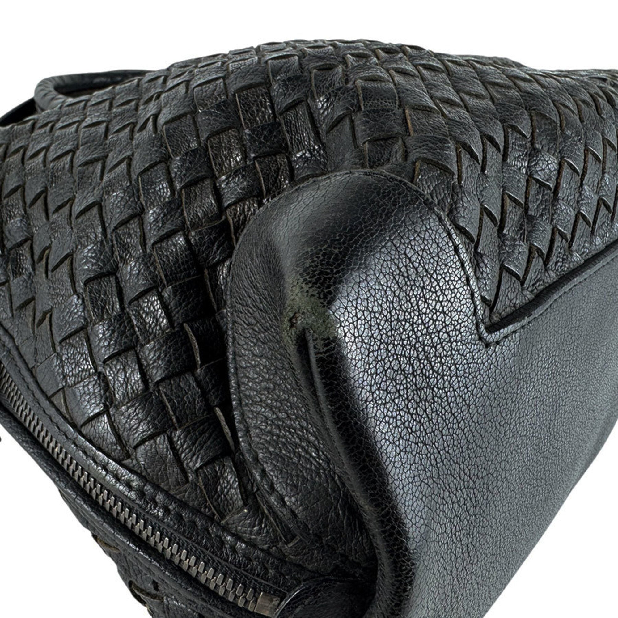 Bottega Veneta Black Intrecciato Handbag Shoulder Bag (Pre-Owned)