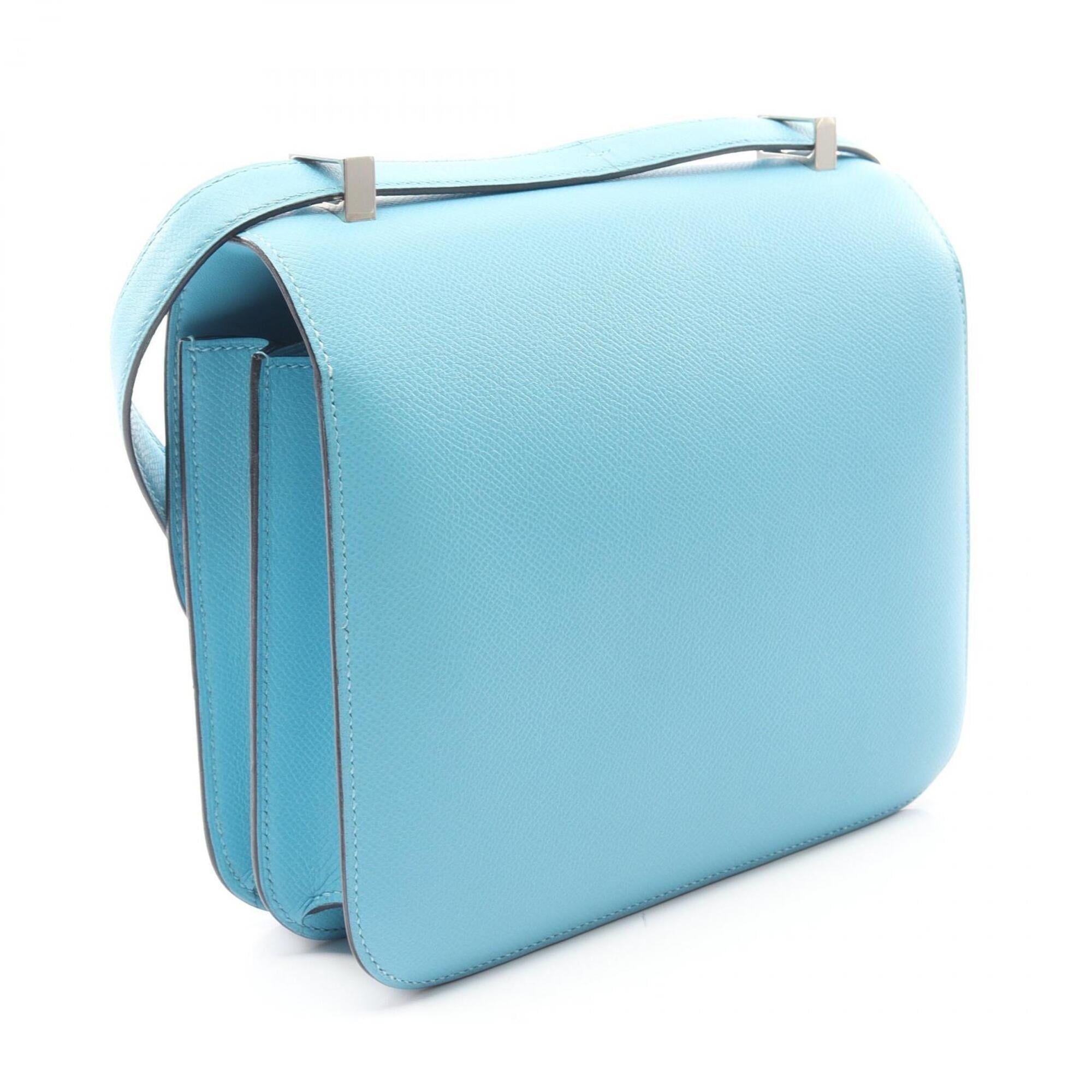 Hermes Blue Leather Handbag Shoulder Bag (Pre-Owned)
