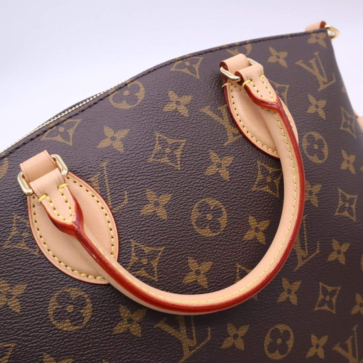 Louis Vuitton Monogram Beige Brown Coated Canvas Leather Handbag (Pre-Owned)