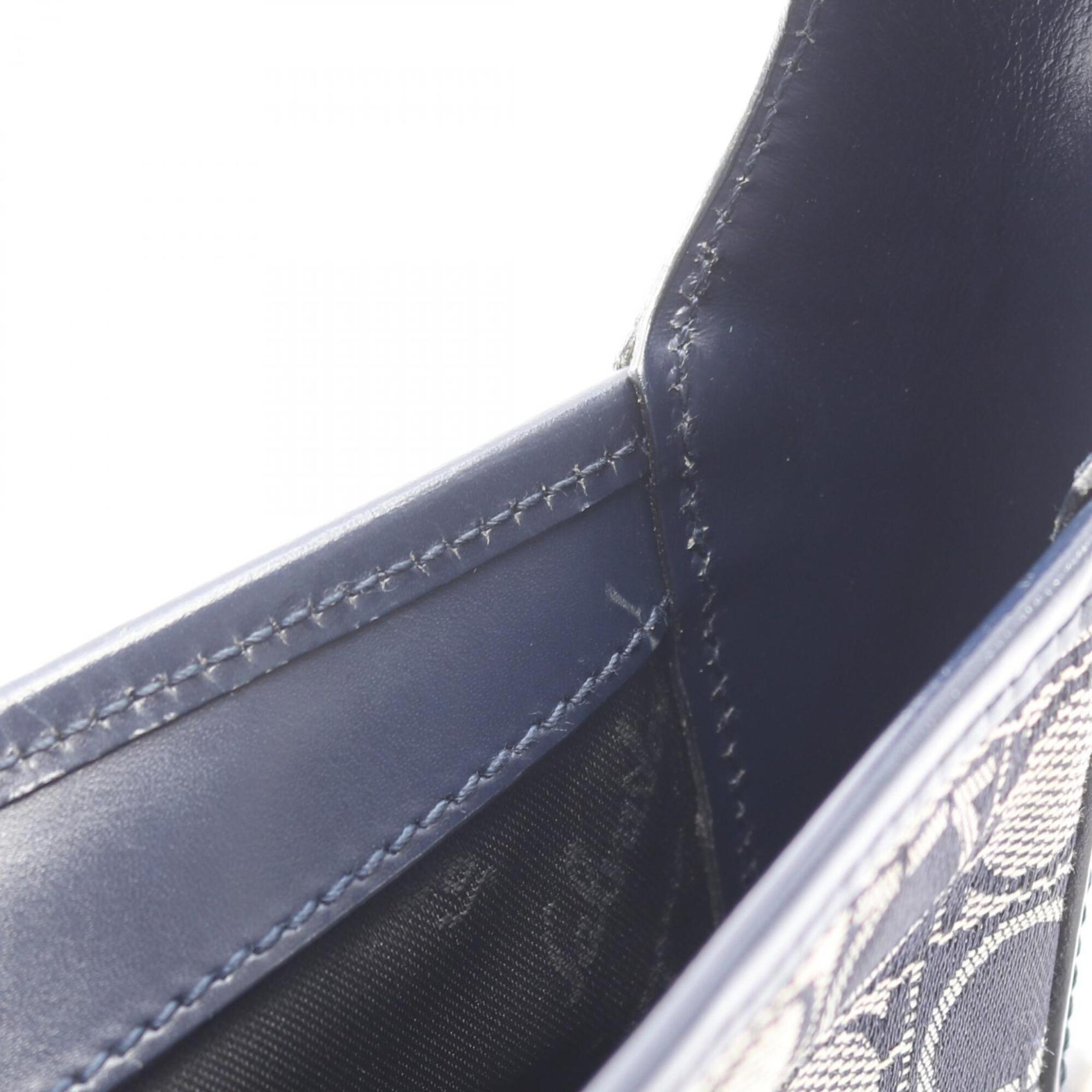 Salvatore Ferragamo Navy Canvas Leather Handbag Shoulder Bag (Pre-Owned)