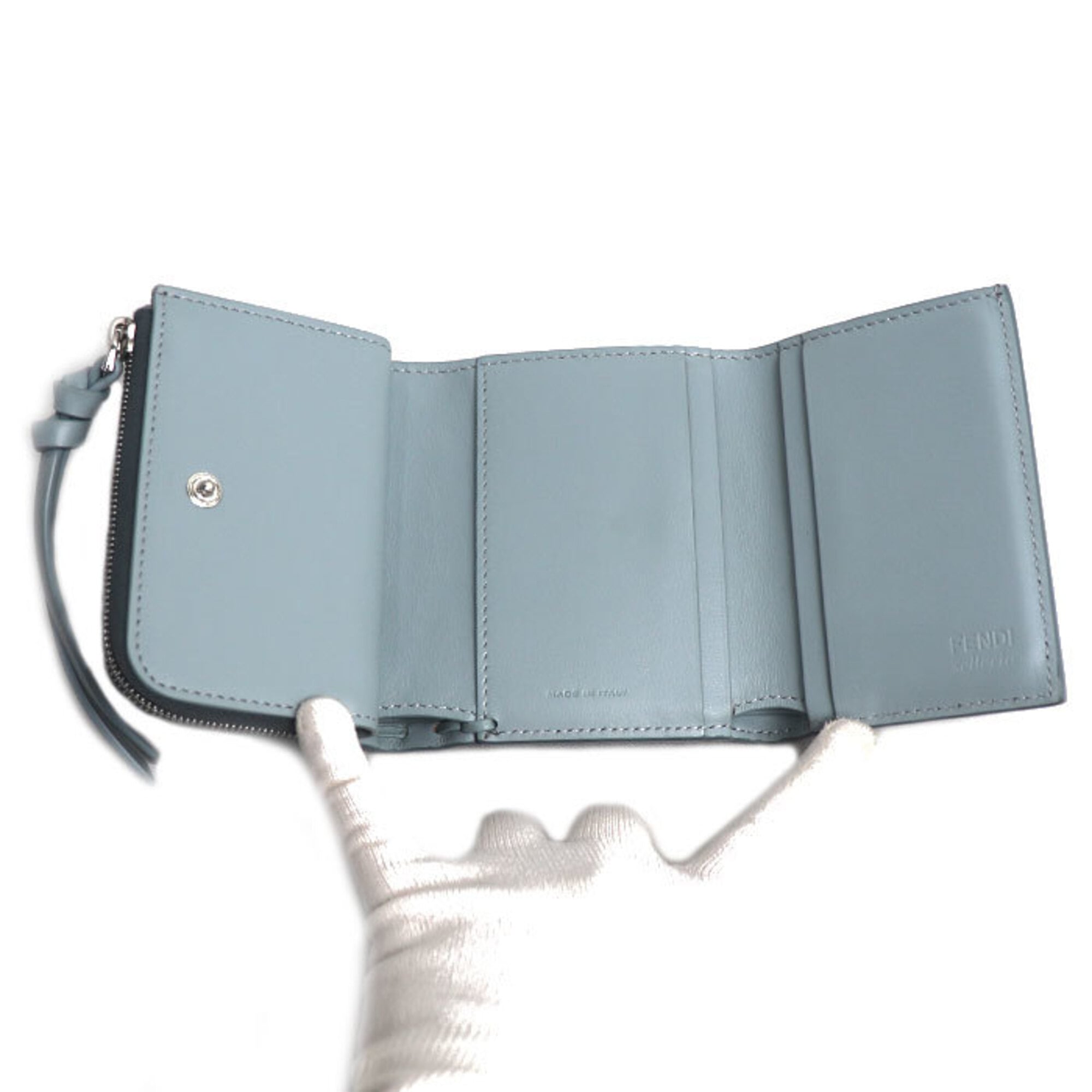 Fendi Light Blue Leather Wallet (Tri-Fold) (Pre-Owned)