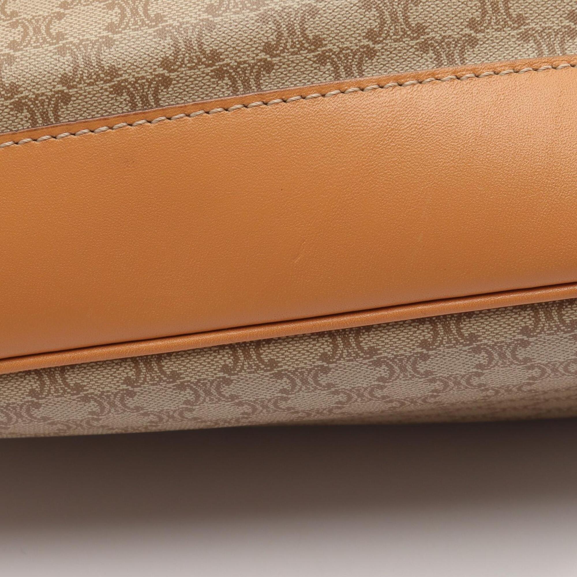 Celine Beige Coated Canvas Leather Handbag Shoulder Bag (Pre-Owned)