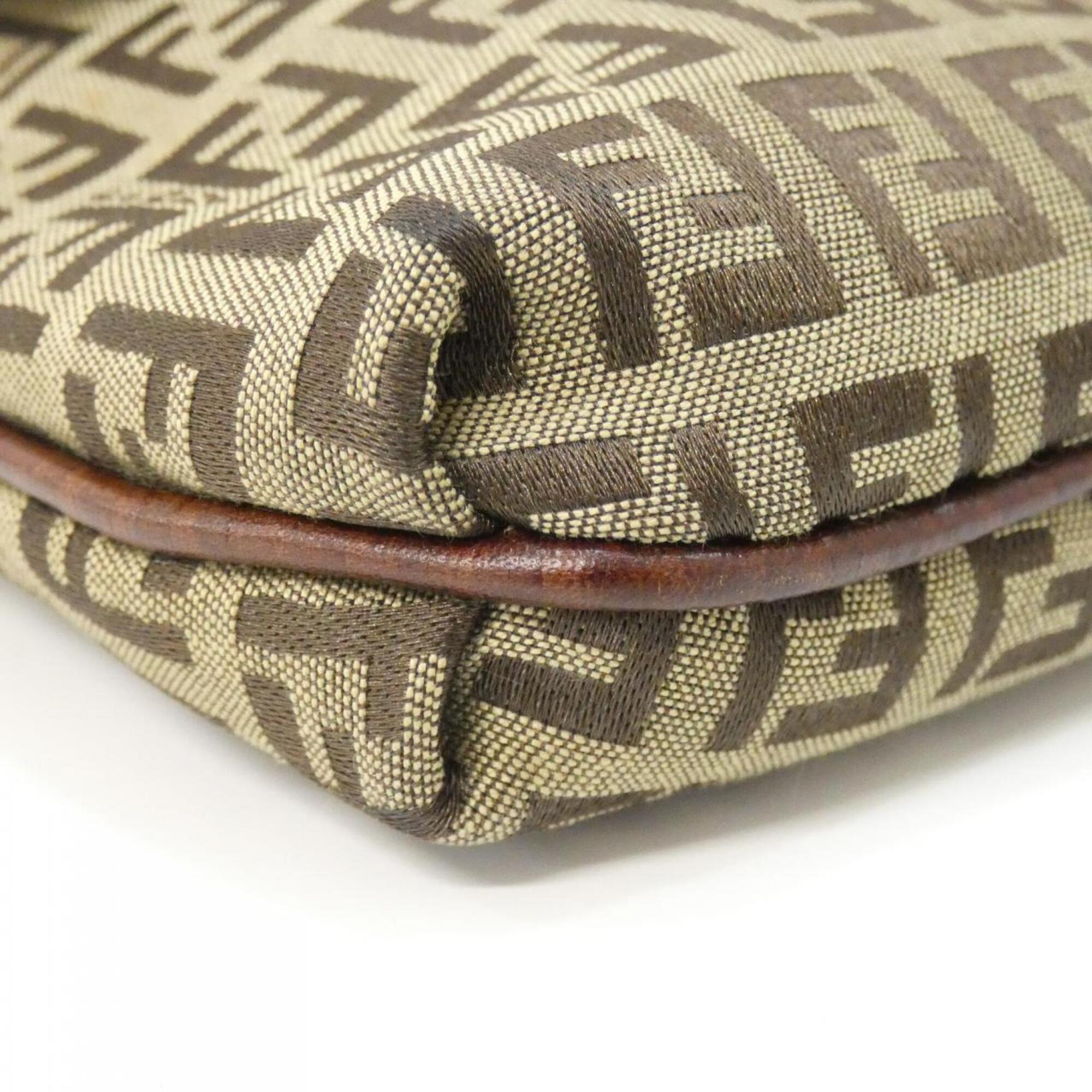Fendi Beige Canvas Shoulder Bag (Pre-Owned)