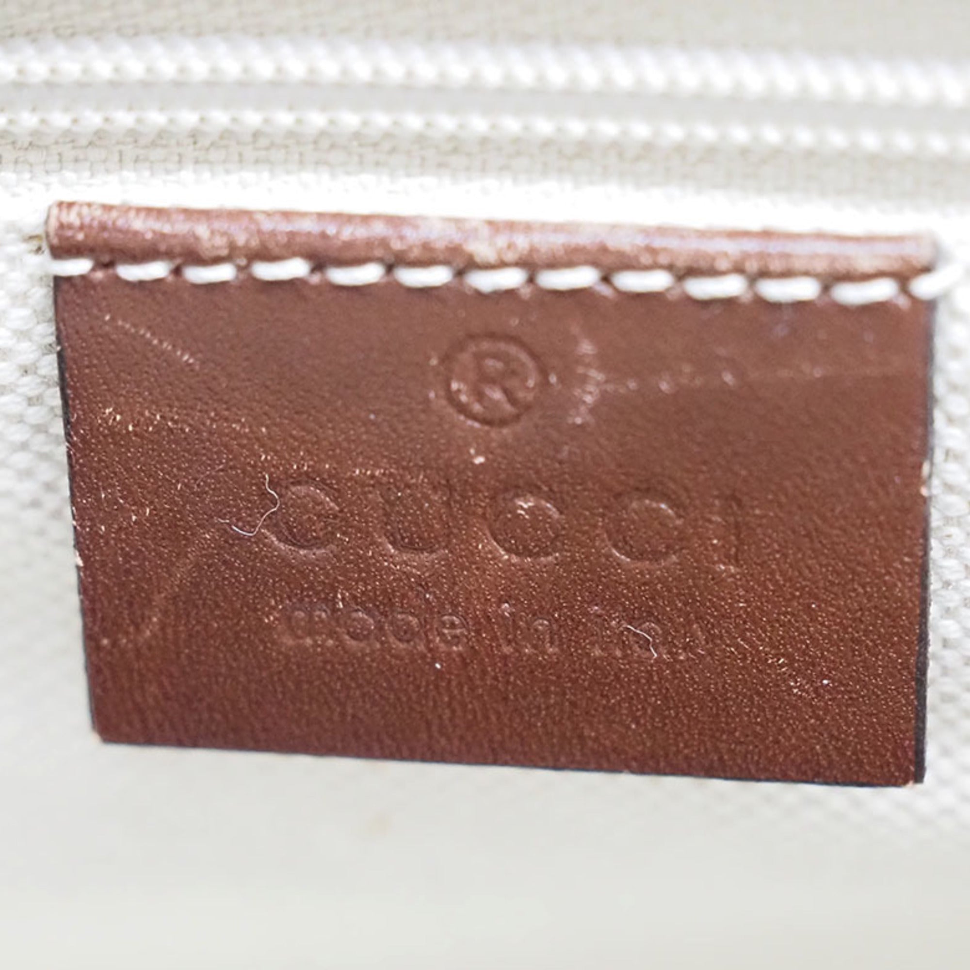 Gucci Diamante Beige Brown Navy Canvas Leather Handbag (Pre-Owned)