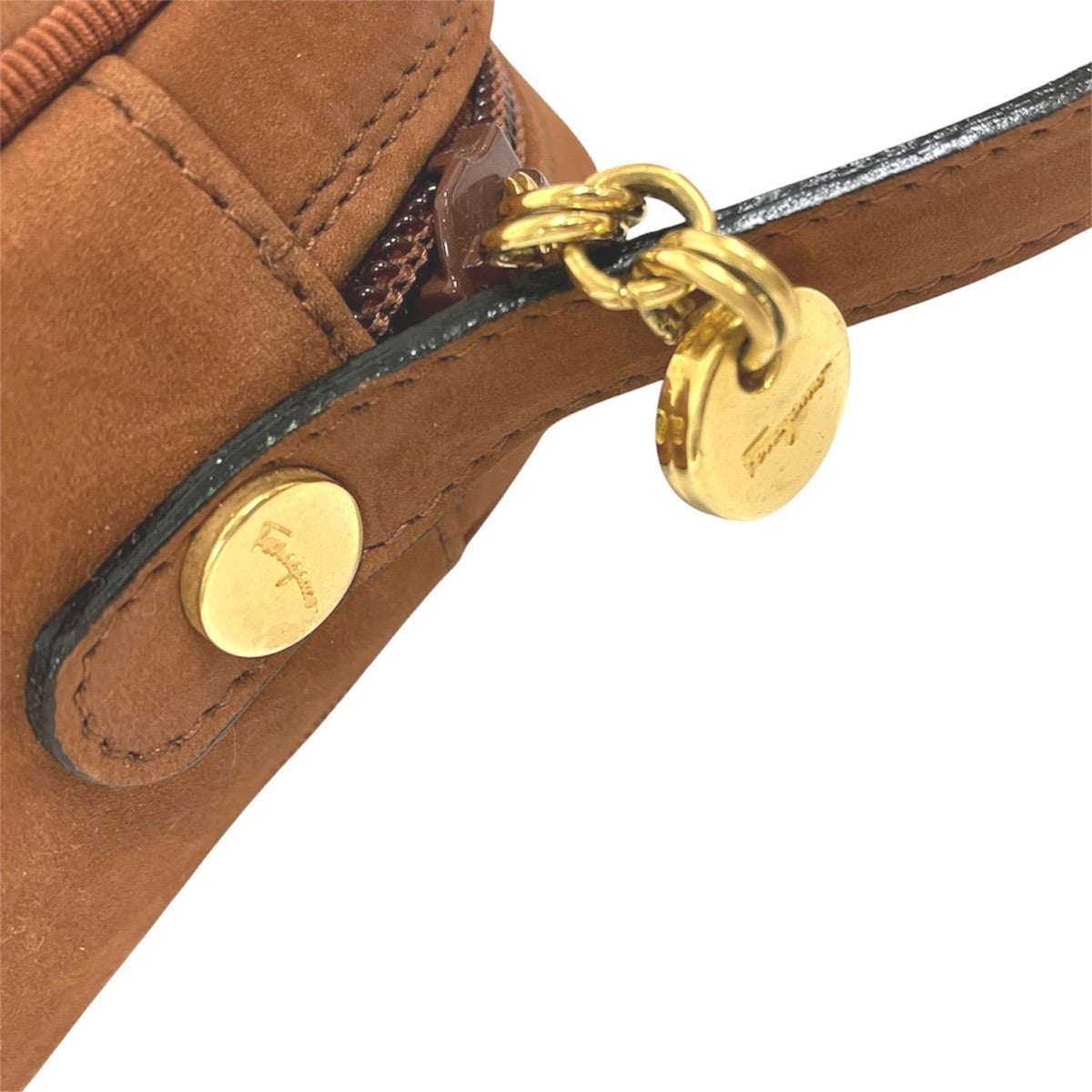 Salvatore Ferragamo Vara Brown Suede Shoulder Bag (Pre-Owned)