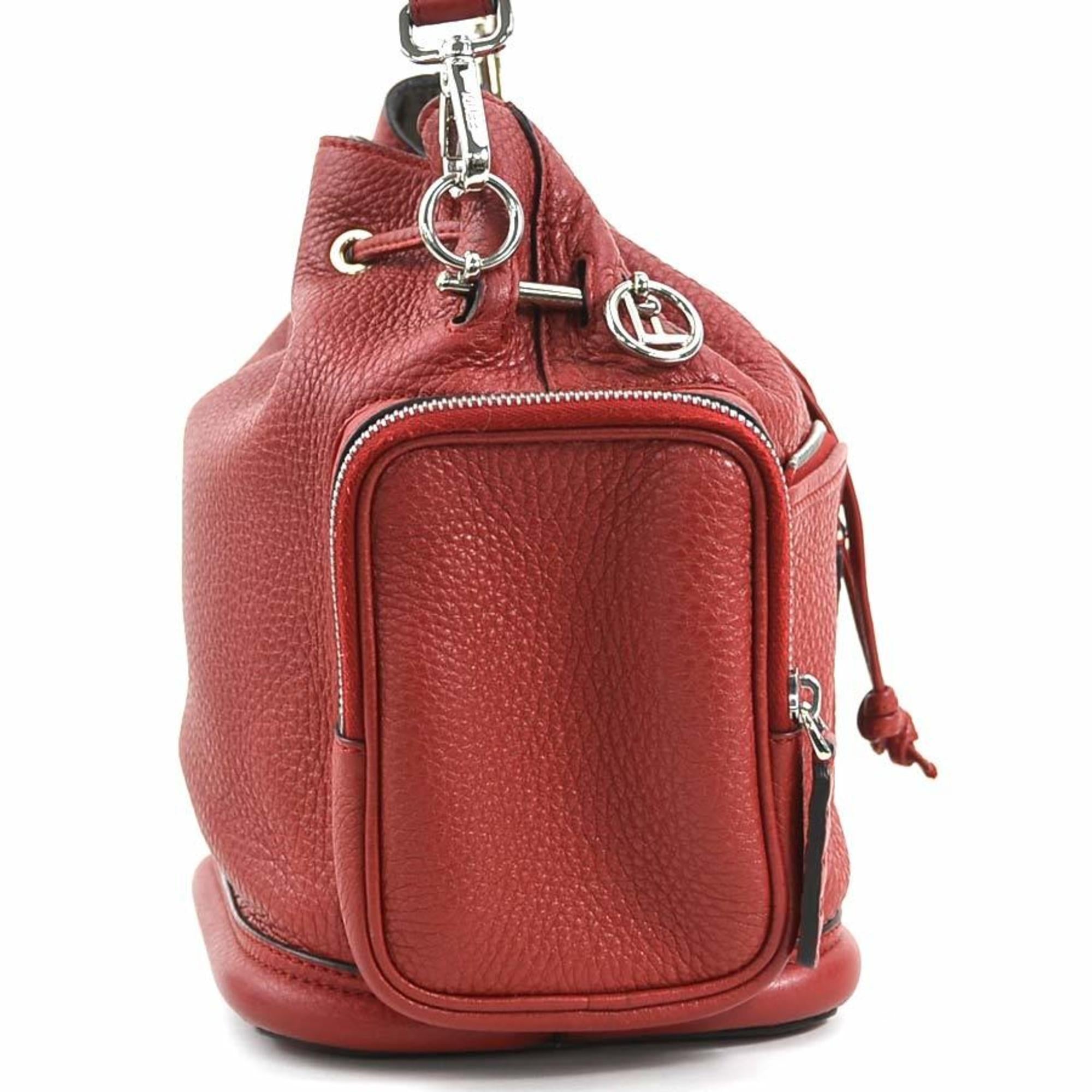 Fendi Burgundy Red Color Leather Shoulder Bag (Pre-Owned)