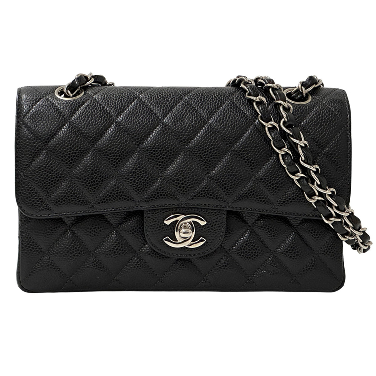 Chanel Black Grained Calfskin Handbag Shoulder Bag (Pre-Owned)