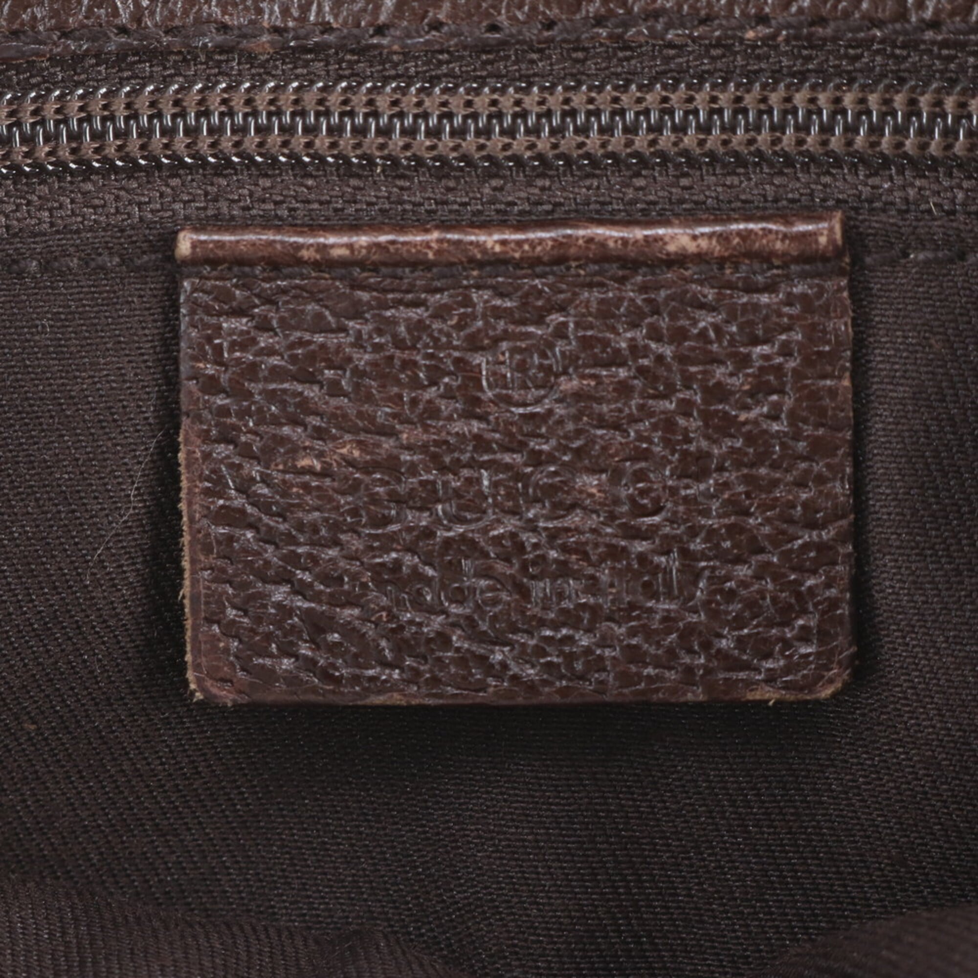 Gucci Brown Leather Canvas Pouch Shoulder Bag Sling Bag (Pre-Owned)