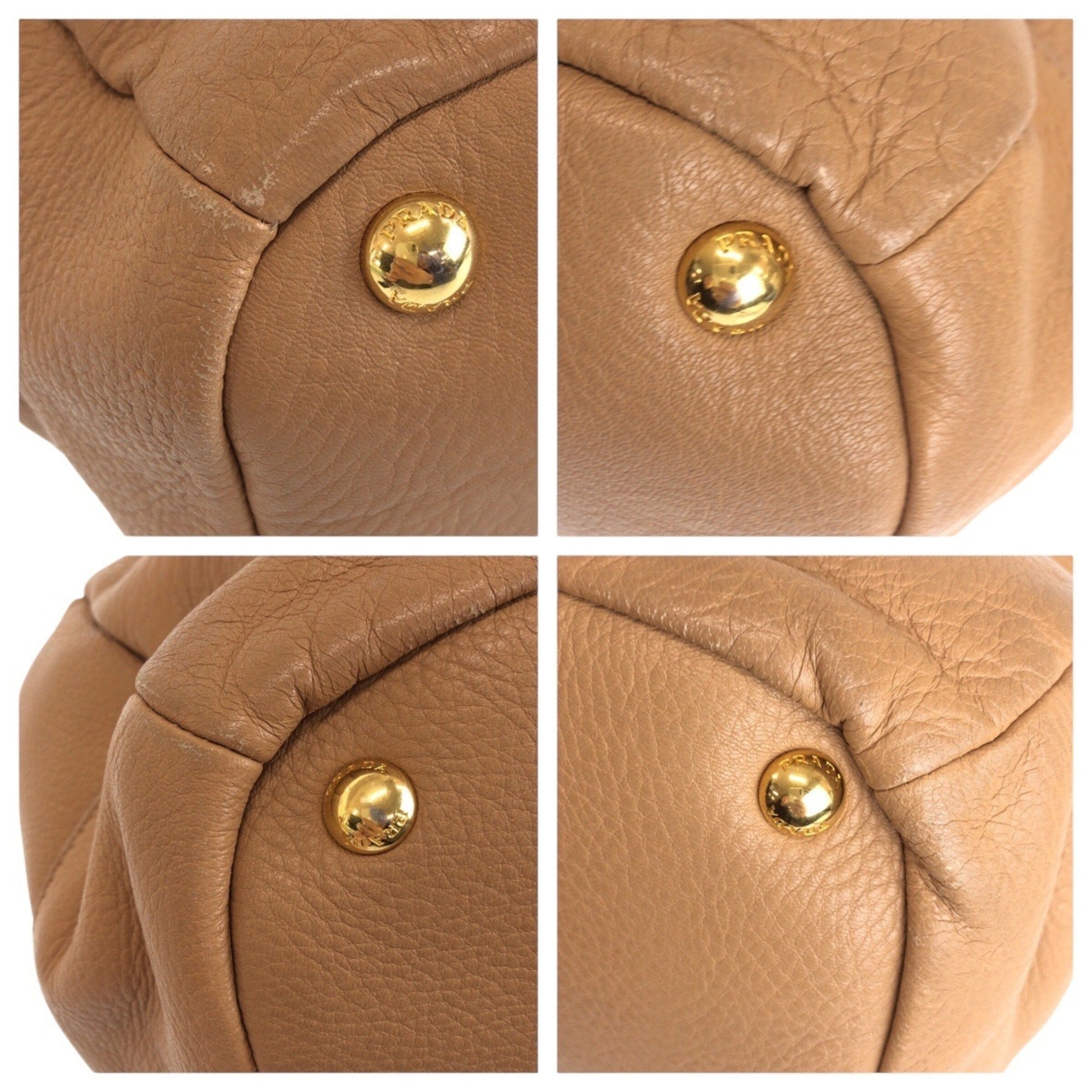 Prada Beige Leather Shoulder Bag (Pre-Owned)