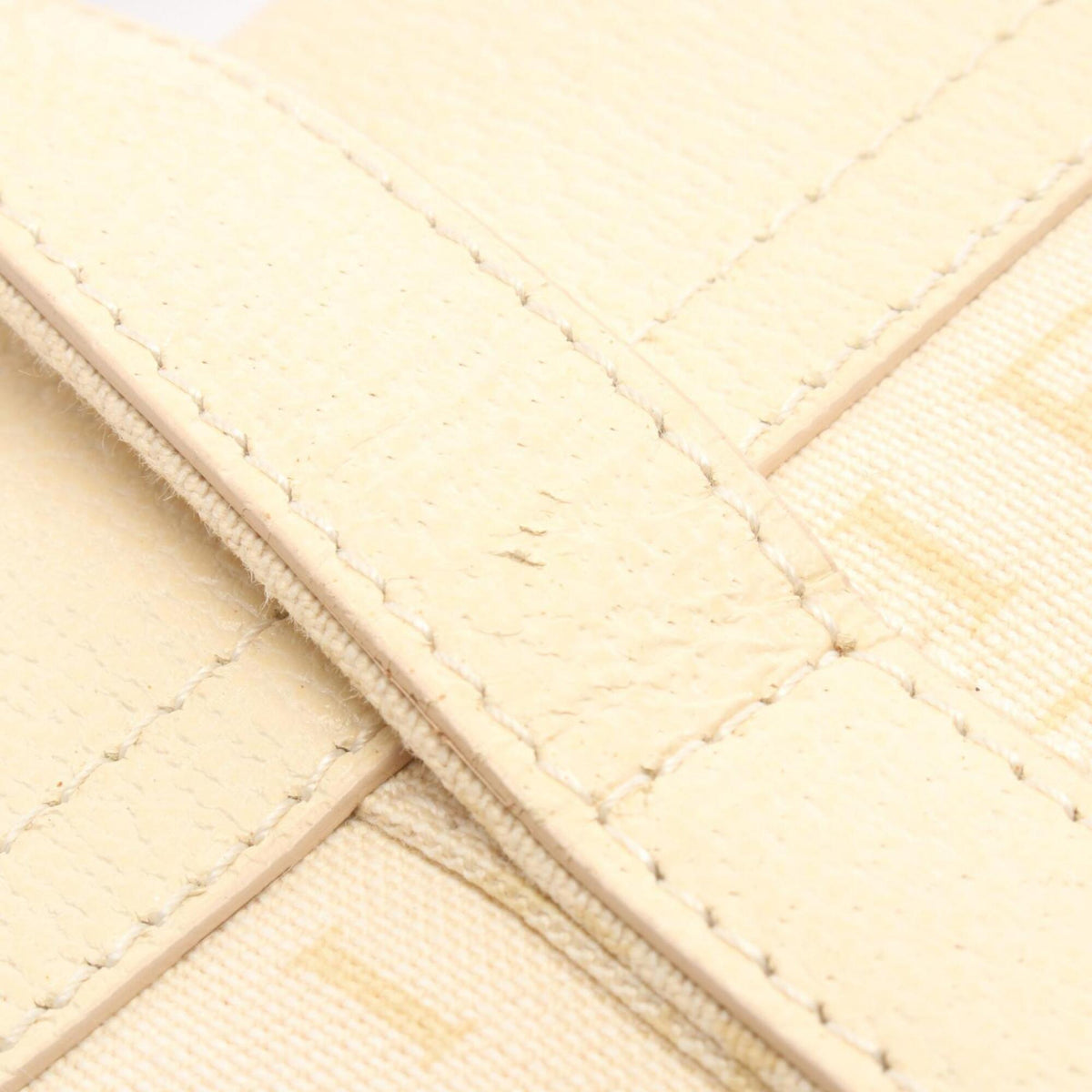Bvlgari Logomania Beige Ivory Canvas Leather Handbag (Pre-Owned)