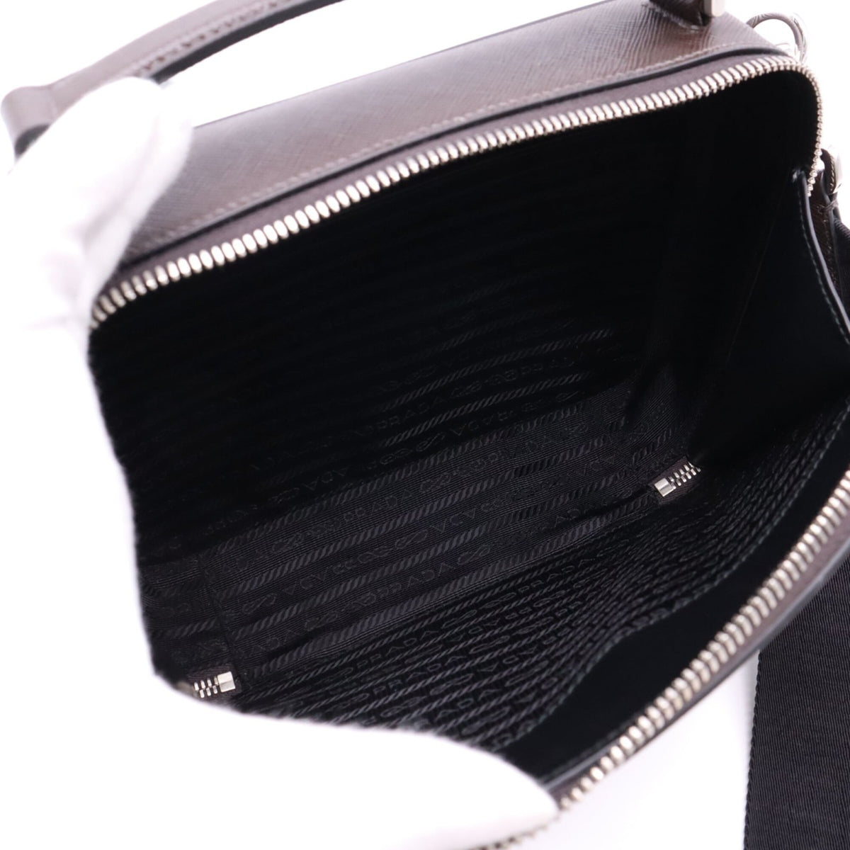 Prada Saffiano Brown Saffiano Shoulder Bag (Pre-Owned)