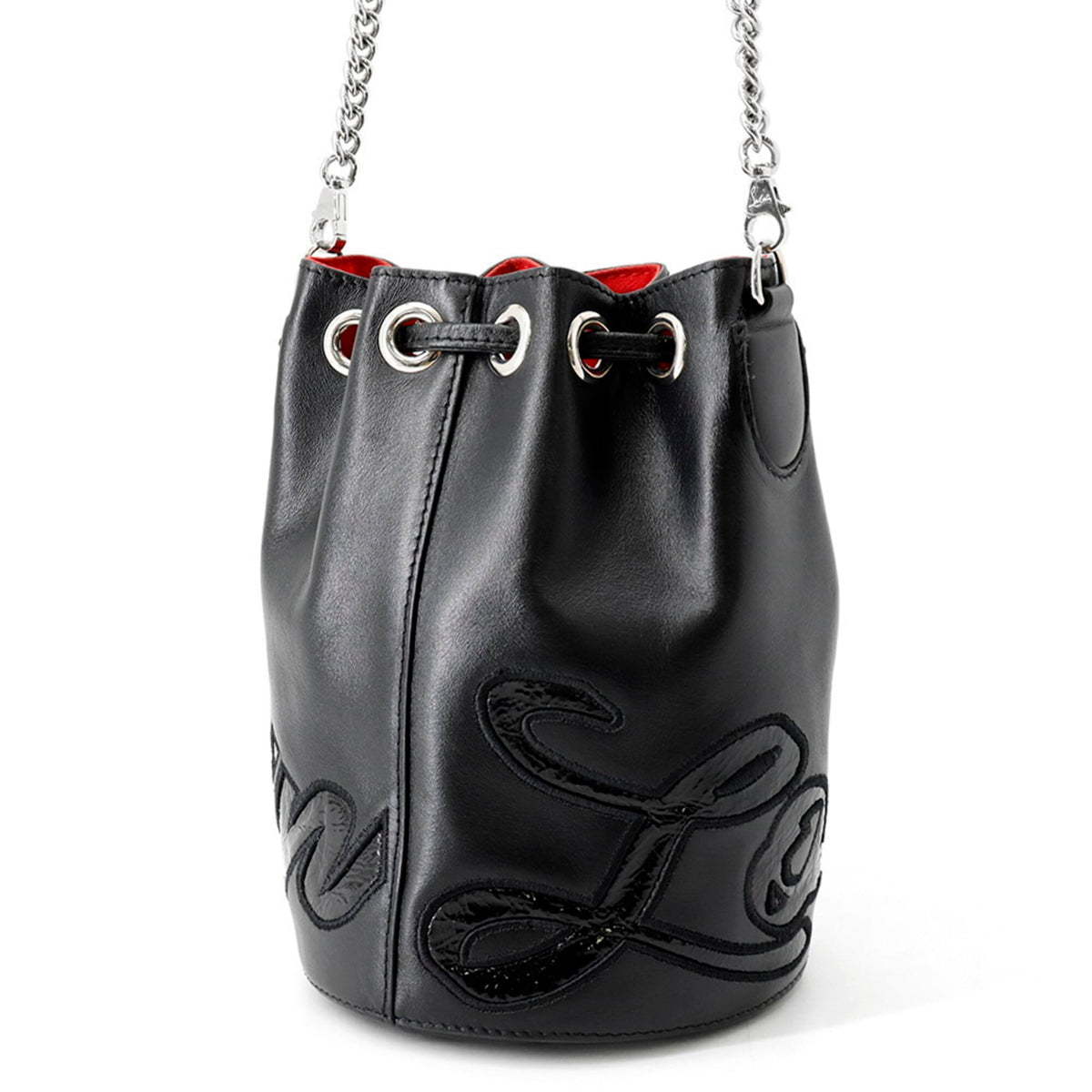 Christian Louboutin Black Red Color Leather Shoulder Bag (Pre-Owned)