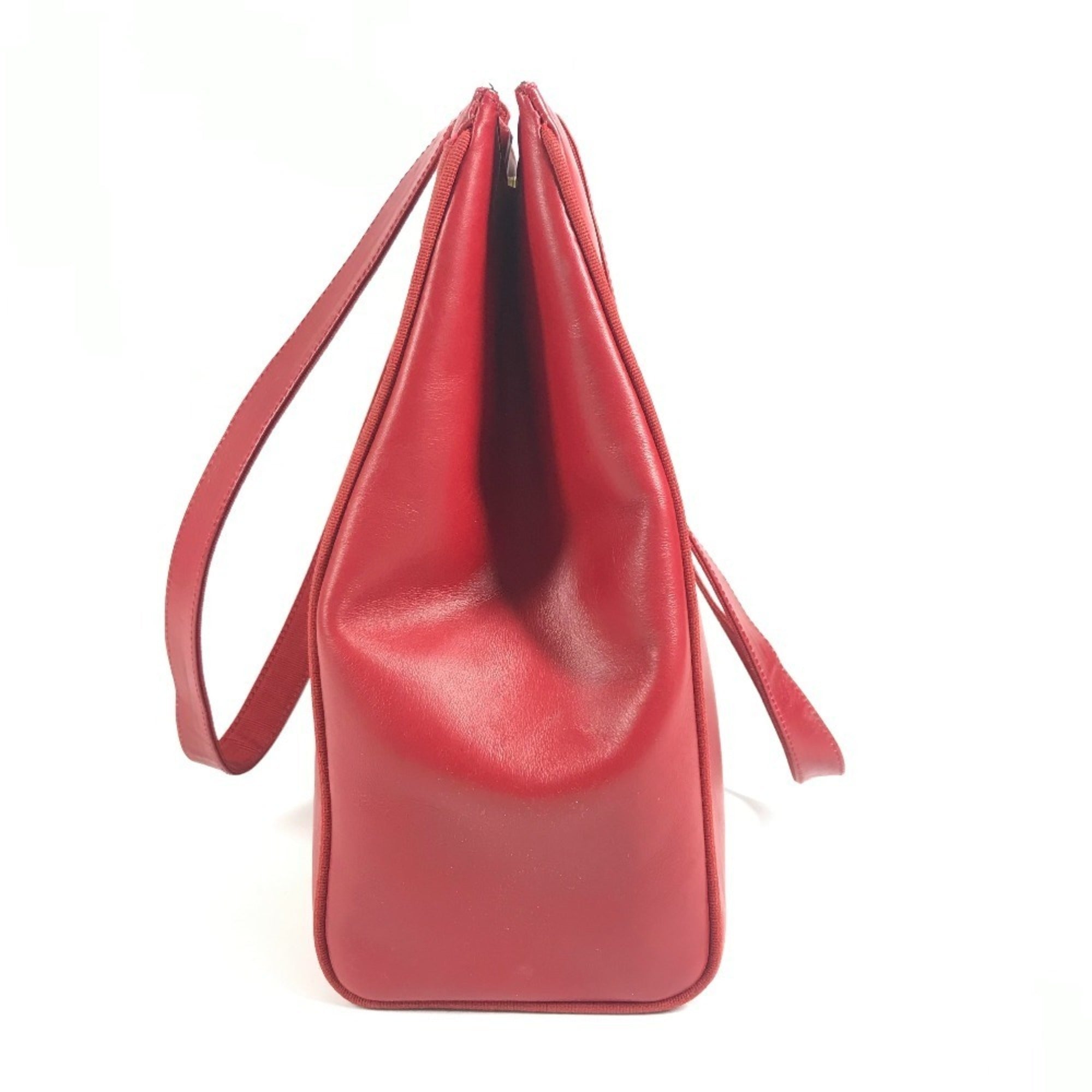 Salvatore Ferragamo Vara Red Color Leather Shoulder Bag Tote Bag (Pre-Owned)