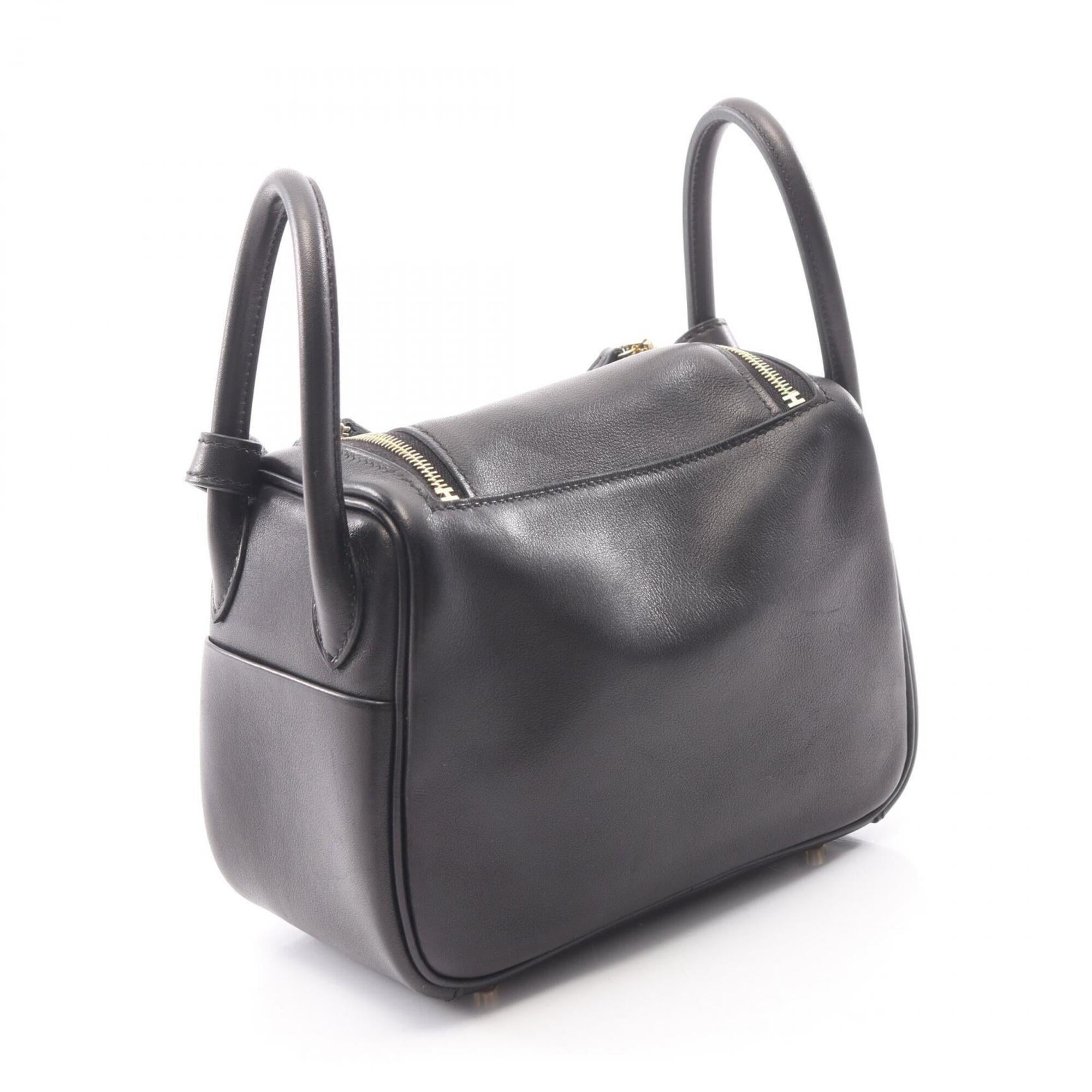 Hermes Black Leather Handbag Shoulder Bag (Pre-Owned)