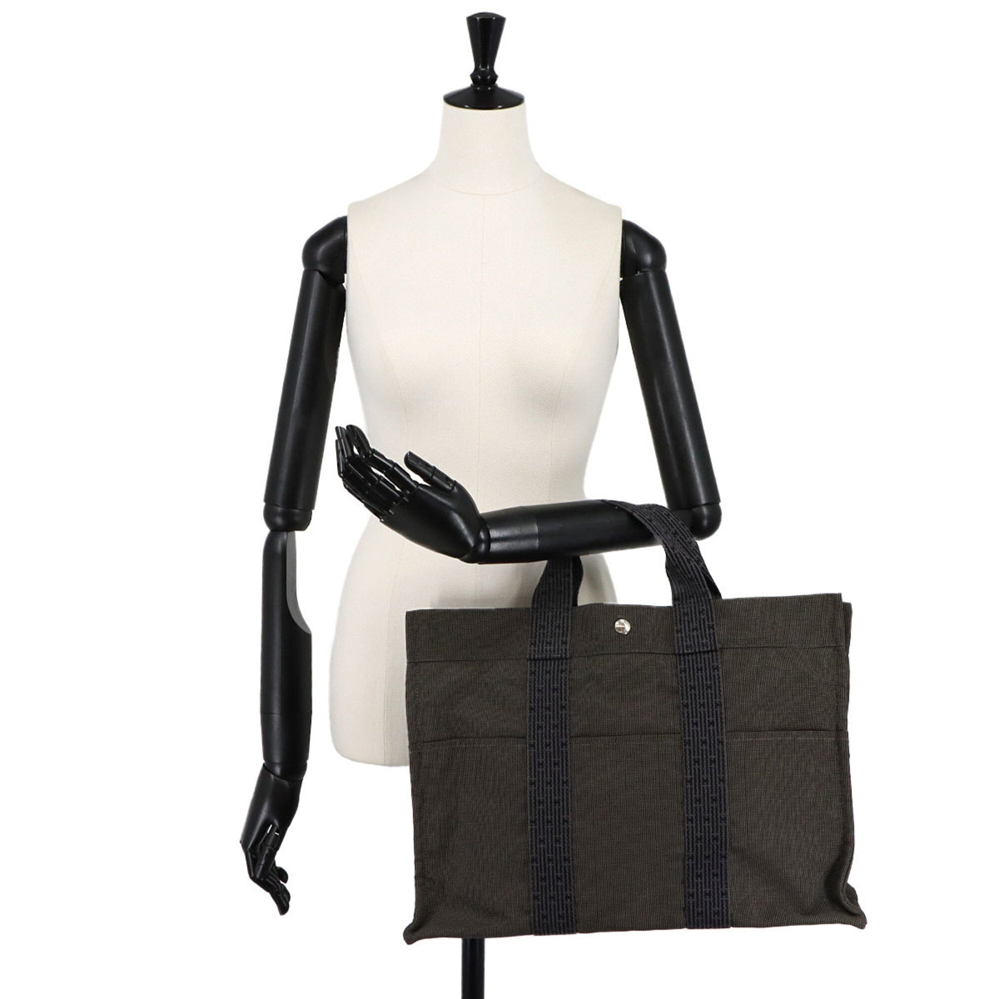 Hermes Gray Canvas Handbag Tote Bag (Pre-Owned)