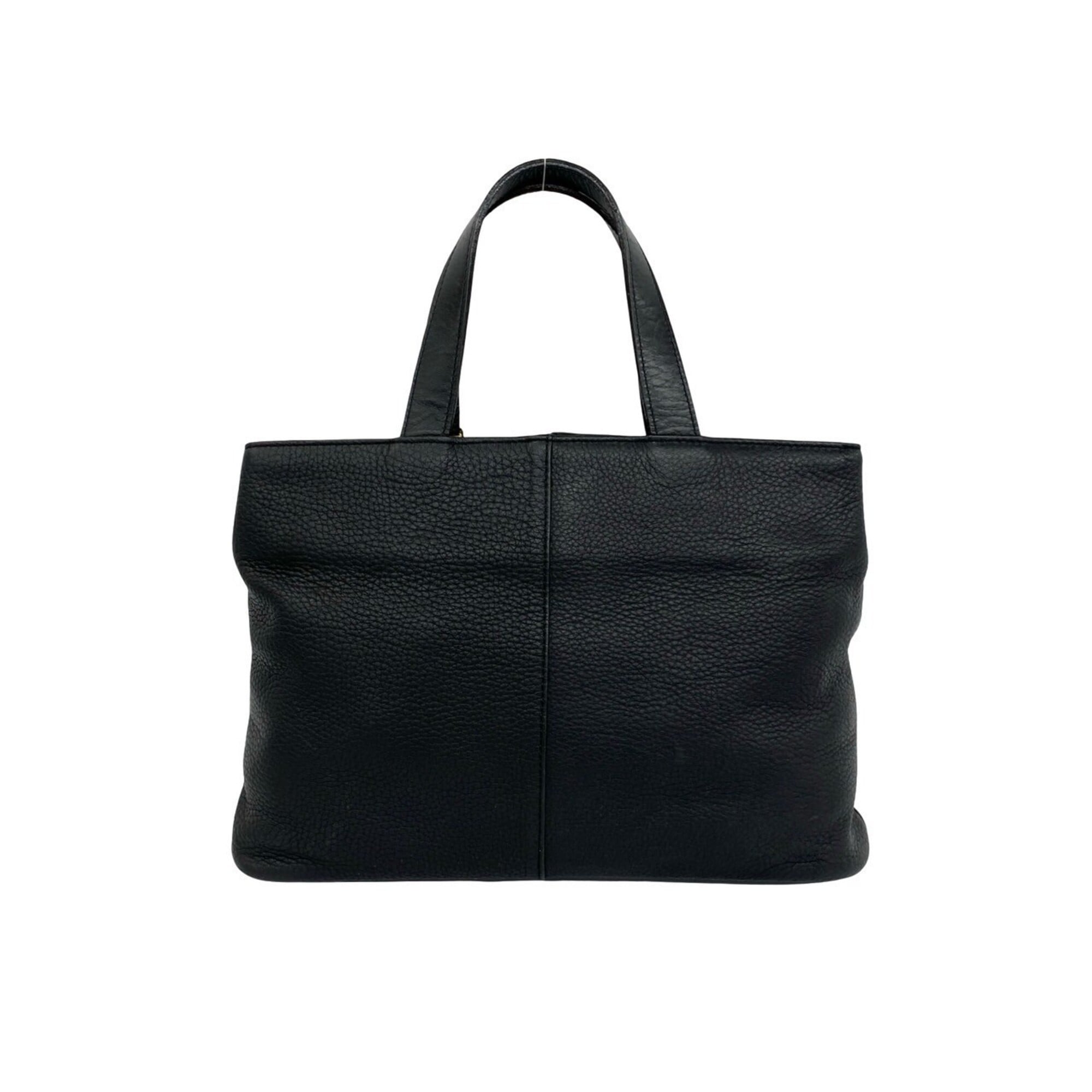 Burberry Black Leather Handbag Tote Bag (Pre-Owned)