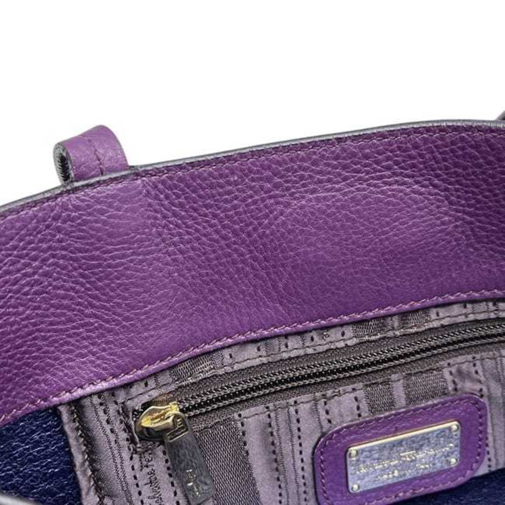 Salvatore Ferragamo Purple Leather Tote Bag (Pre-Owned)