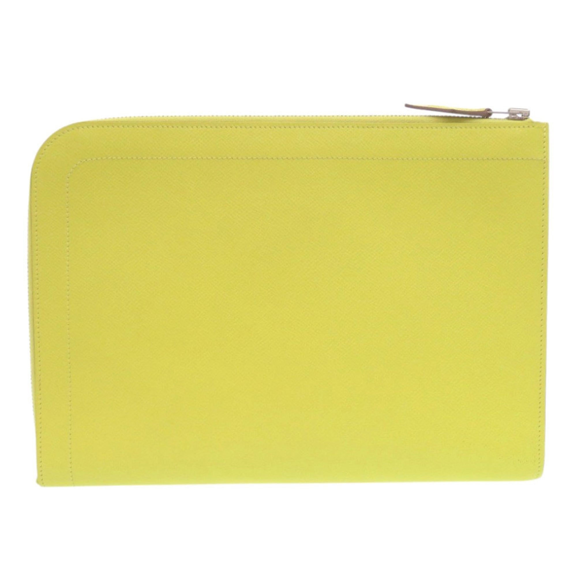 Hermes Lime Yellow Epsom Leather Clutch Bag (Pre-Owned)